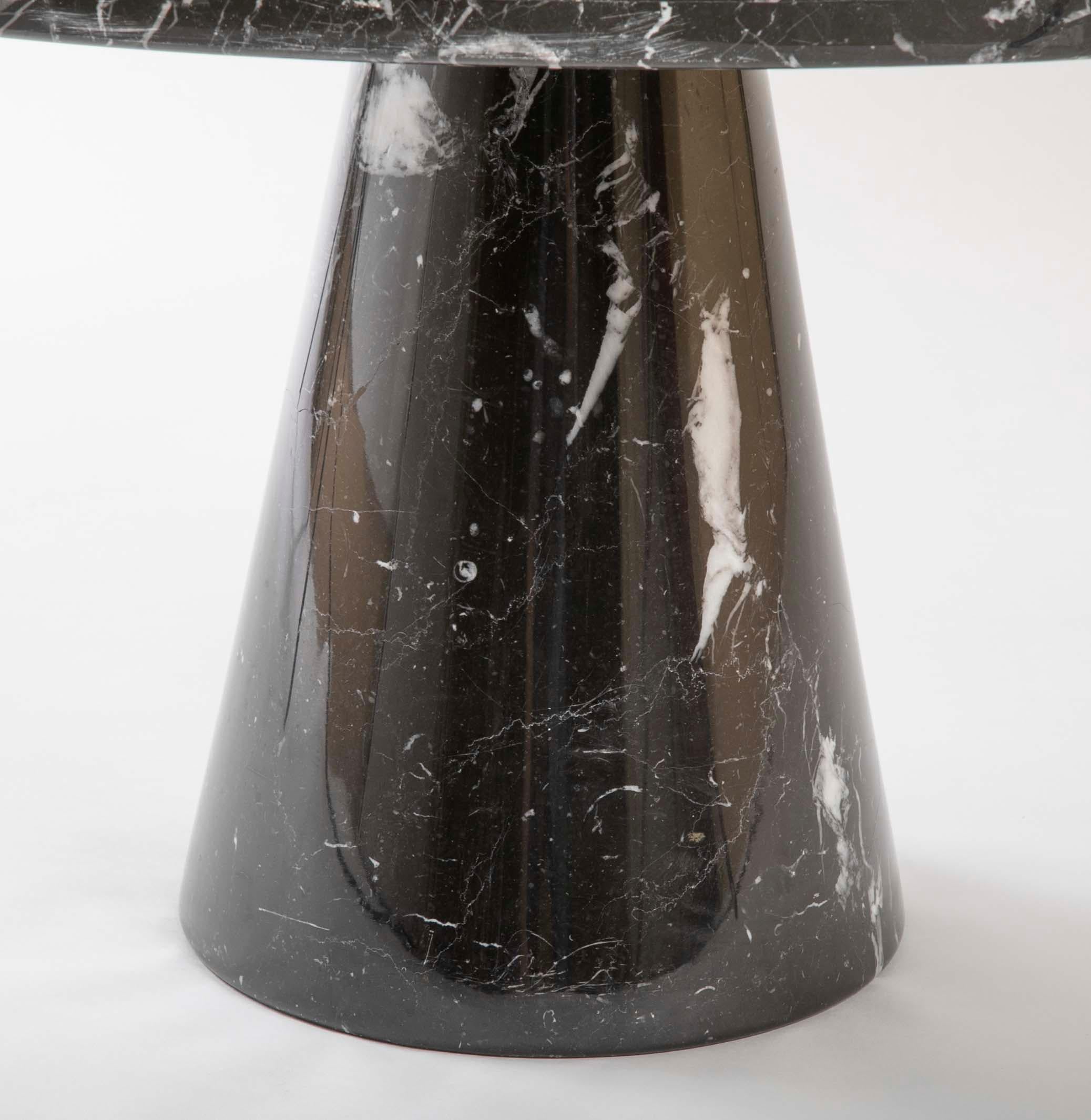 Italian Organic Form Nero Marquina Marble Side Table Designed by Angelo Mangiarotti