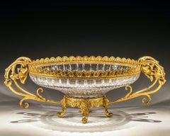 Ormolu Mounted Diamond & Slice Cut Glass Fruit Bowl by Baccarat