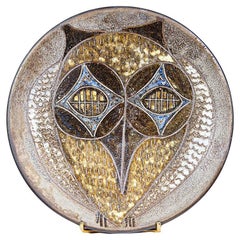 Plato de Pared " Búho " de Alexandre Kostanda Vallauris Francia Años 60