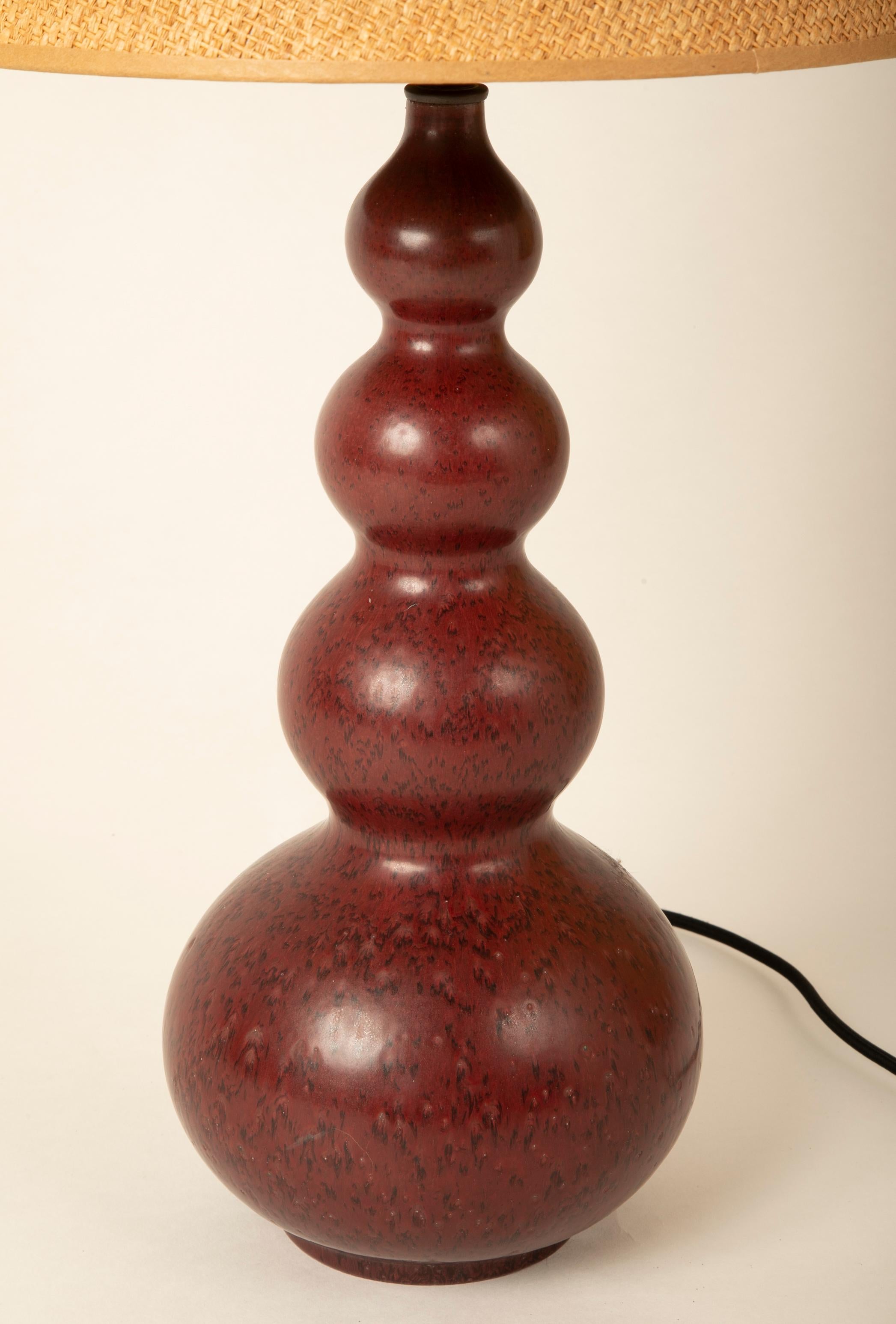 Oxblood Glazed Stoneware Lamp by Axel Salto In Good Condition For Sale In Stamford, CT