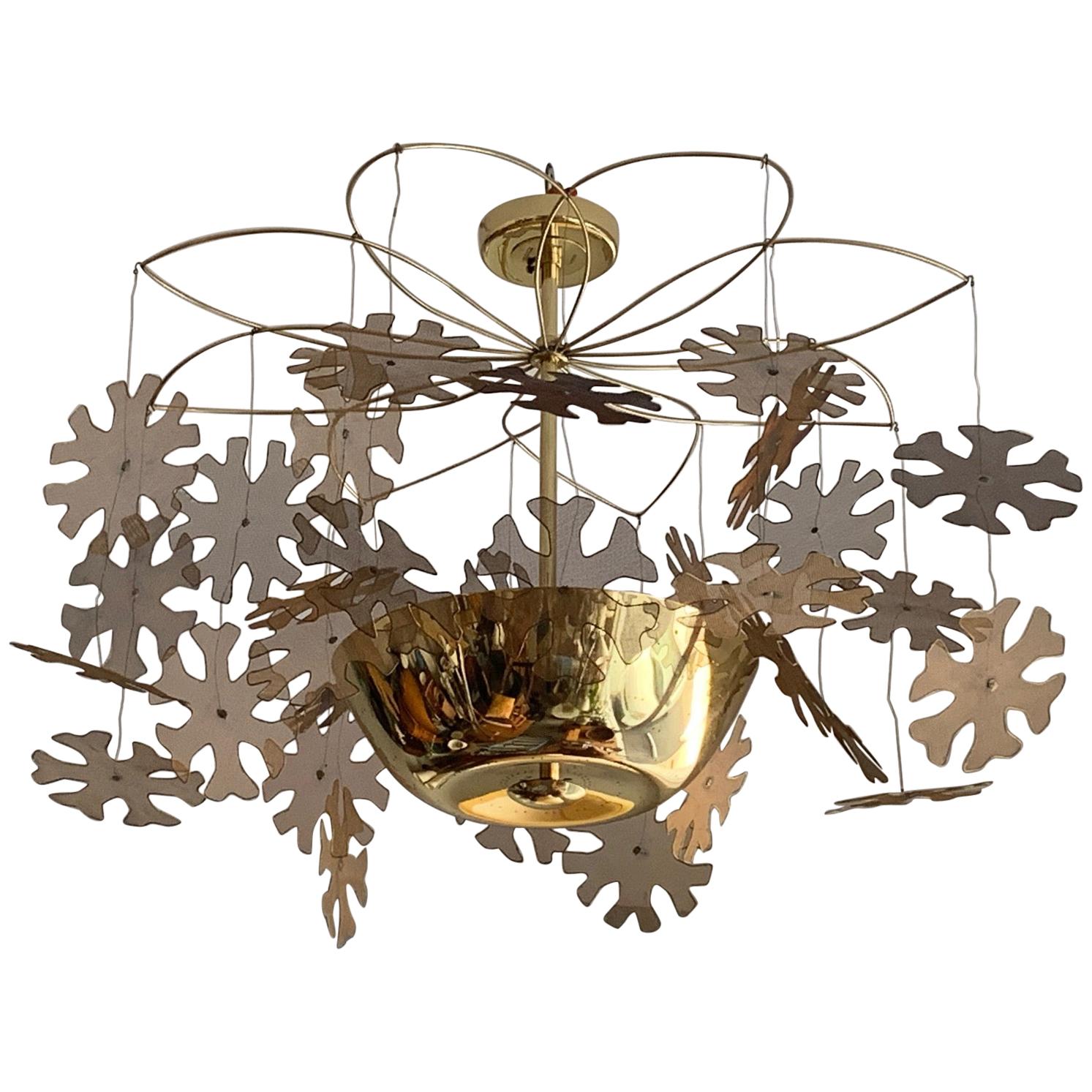 Paavo Tynell Chandelier with Snowflakes Model 9065 For Sale