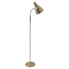 A Paavo Tynell Perforated Brass and Leather Floor Lamp Model 9607, Taito 1950s