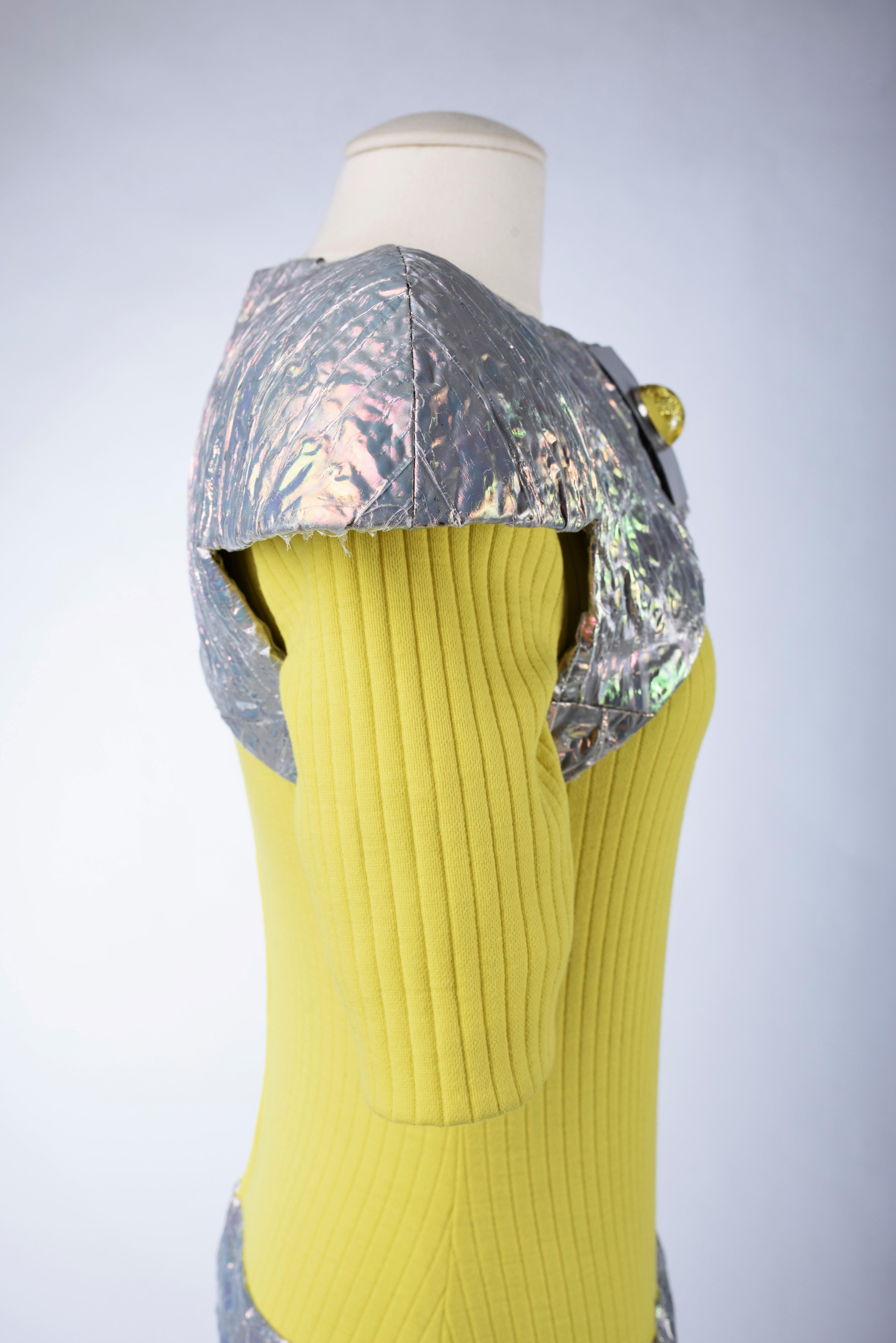 A Paco Rabanne Couture Set in Yellow knitwear and Papier Fou- Spring Summer 1991 For Sale 7