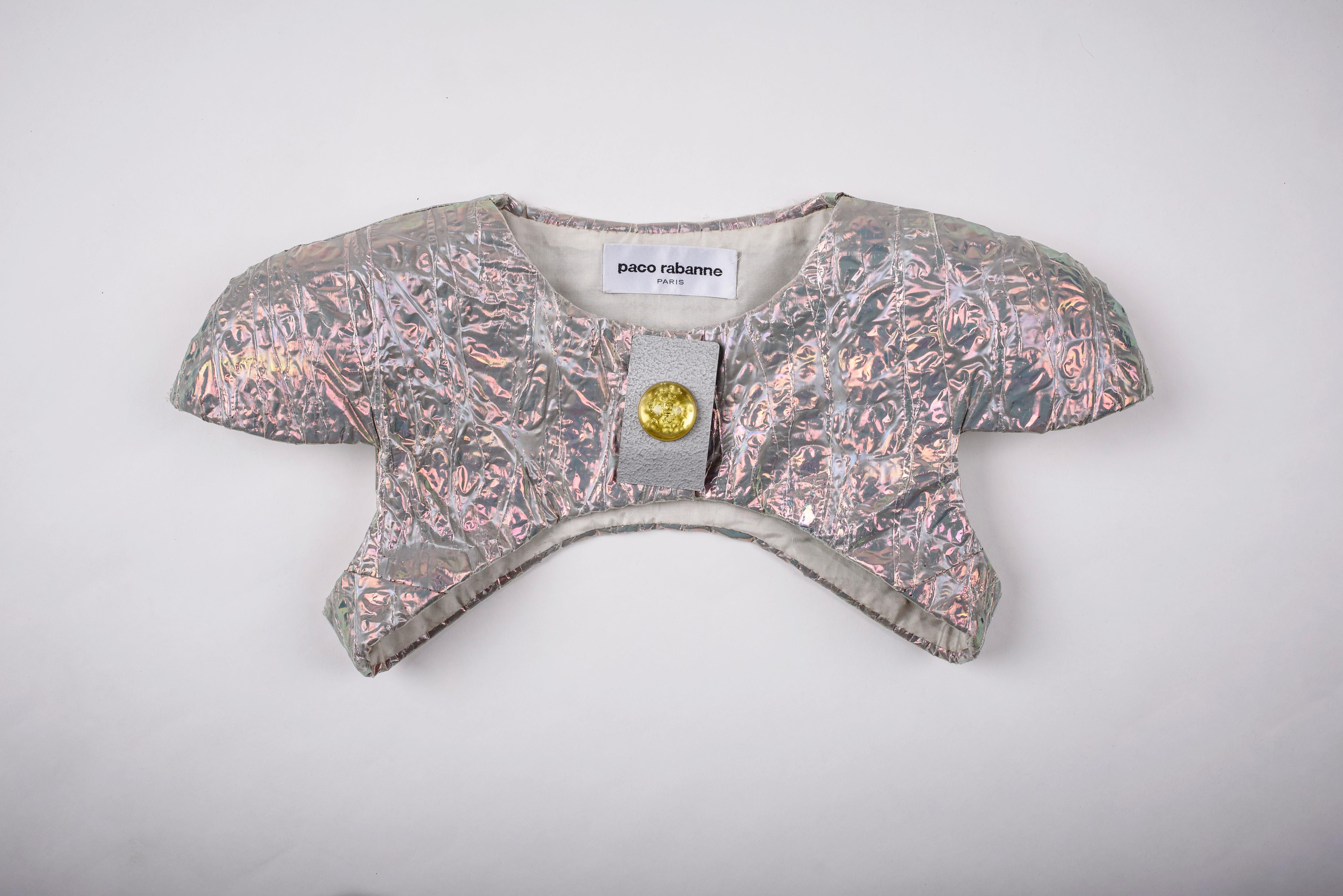 Paco Rabanne Couture-Set aus gelber Strickbekleidung und Papier-Fouture- Frühjahr/Sommer 1991 im Zustand „Gut“ im Angebot in Toulon, FR
