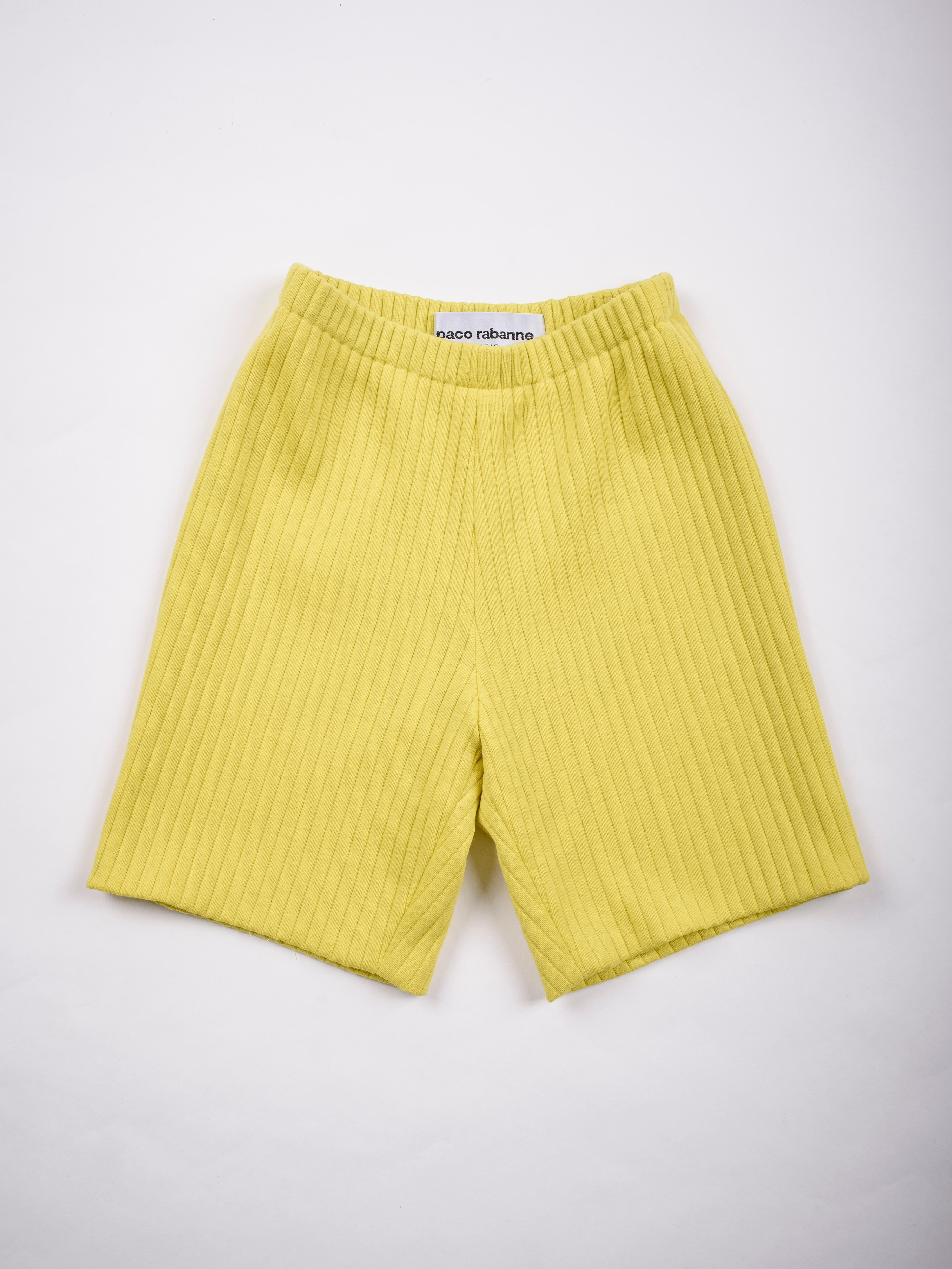 Paco Rabanne Couture-Set aus gelber Strickbekleidung und Papier-Fouture- Frühjahr/Sommer 1991 im Angebot 1