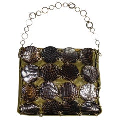 A Paco Rabanne Evening Clutch in Khaki Leather and Pads Circa 1968