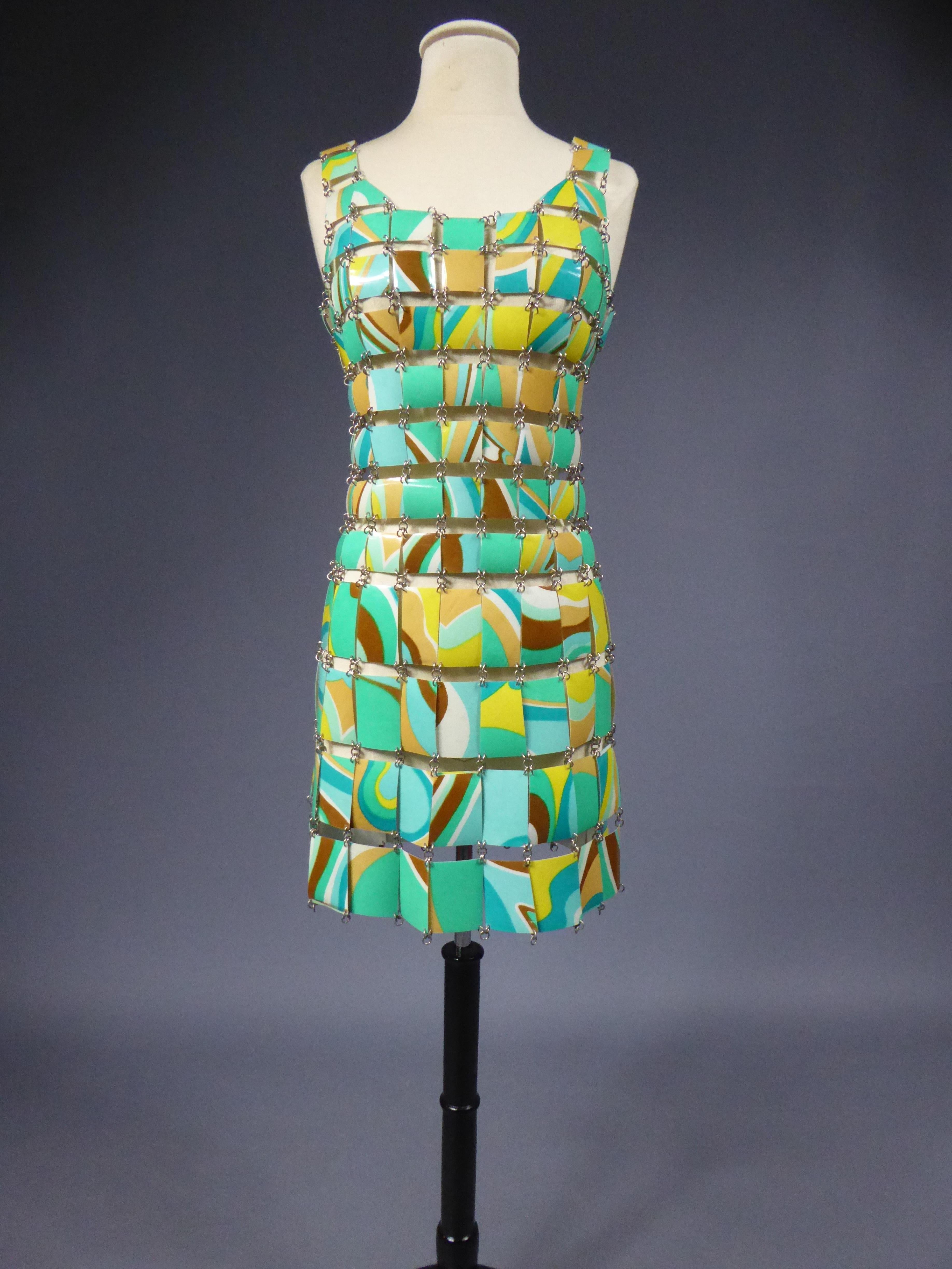 A Paco Rabanne Printed Rhodoïd Lamellae Couture Dress Paris Circa 1967/1970 2