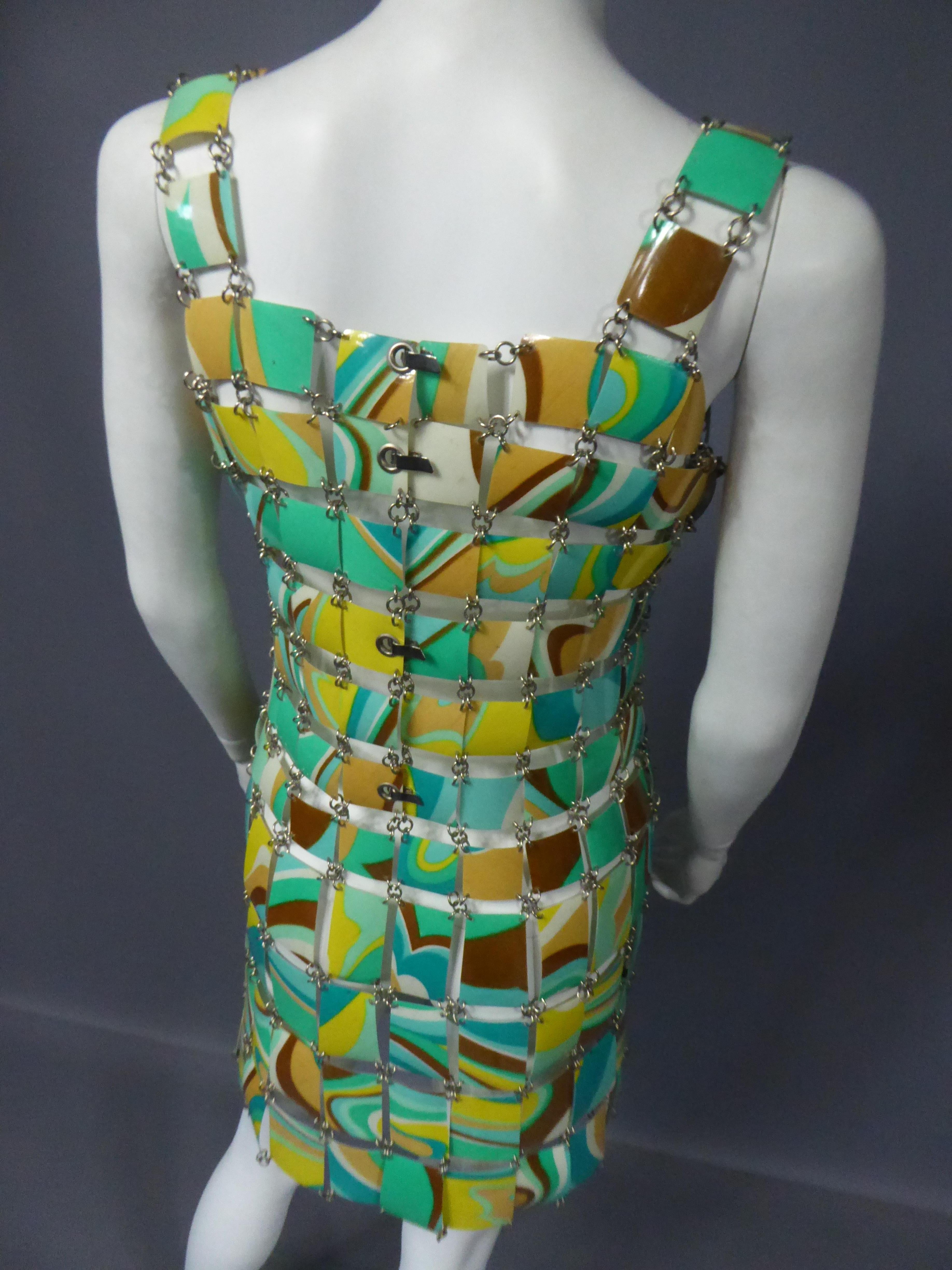 Women's A Paco Rabanne Printed Rhodoïd Lamellae Couture Dress Paris Circa 1967/1970