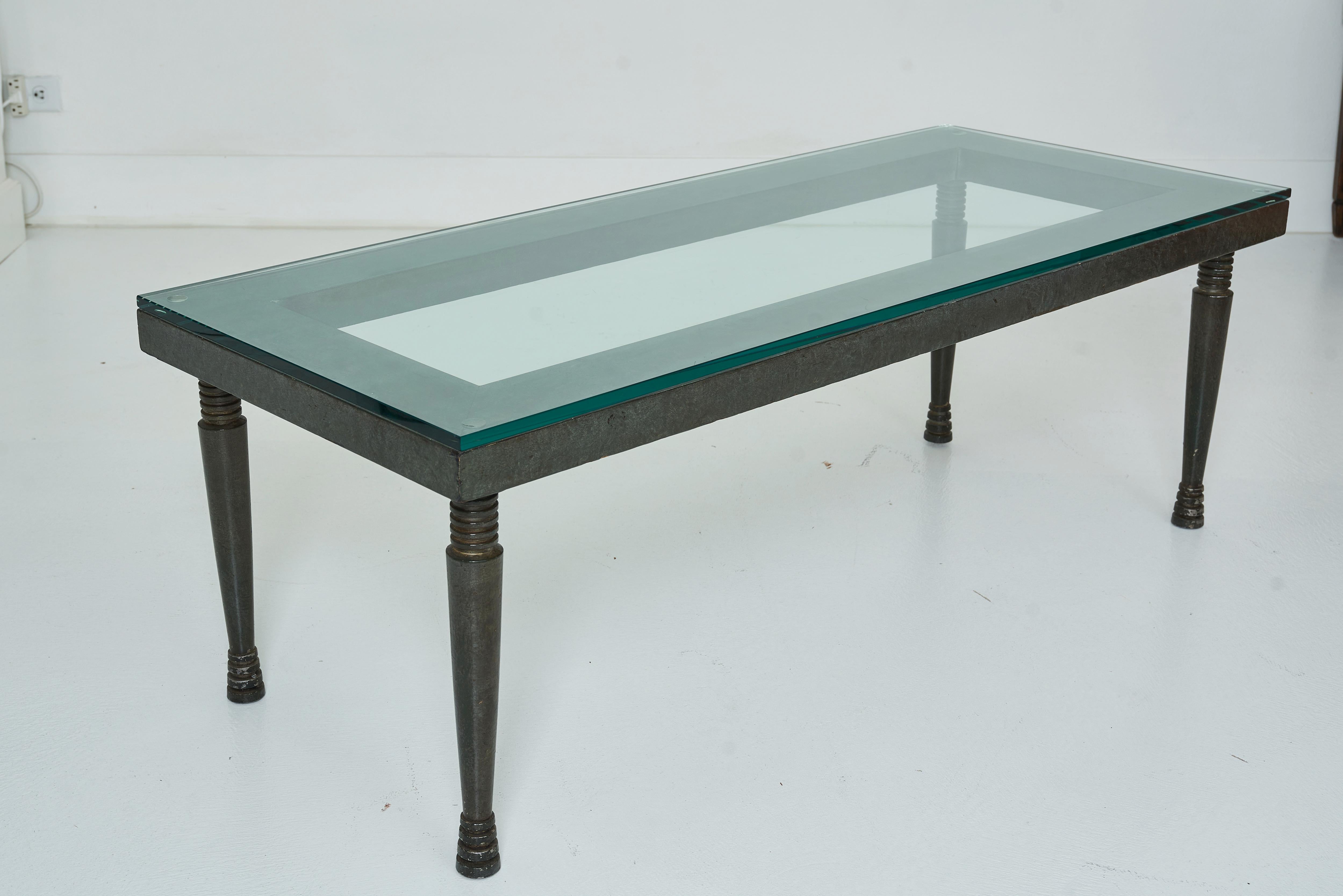 A Paint Finished Cocktail Table with Glass Top by William Haines In Good Condition In Palm Desert, CA