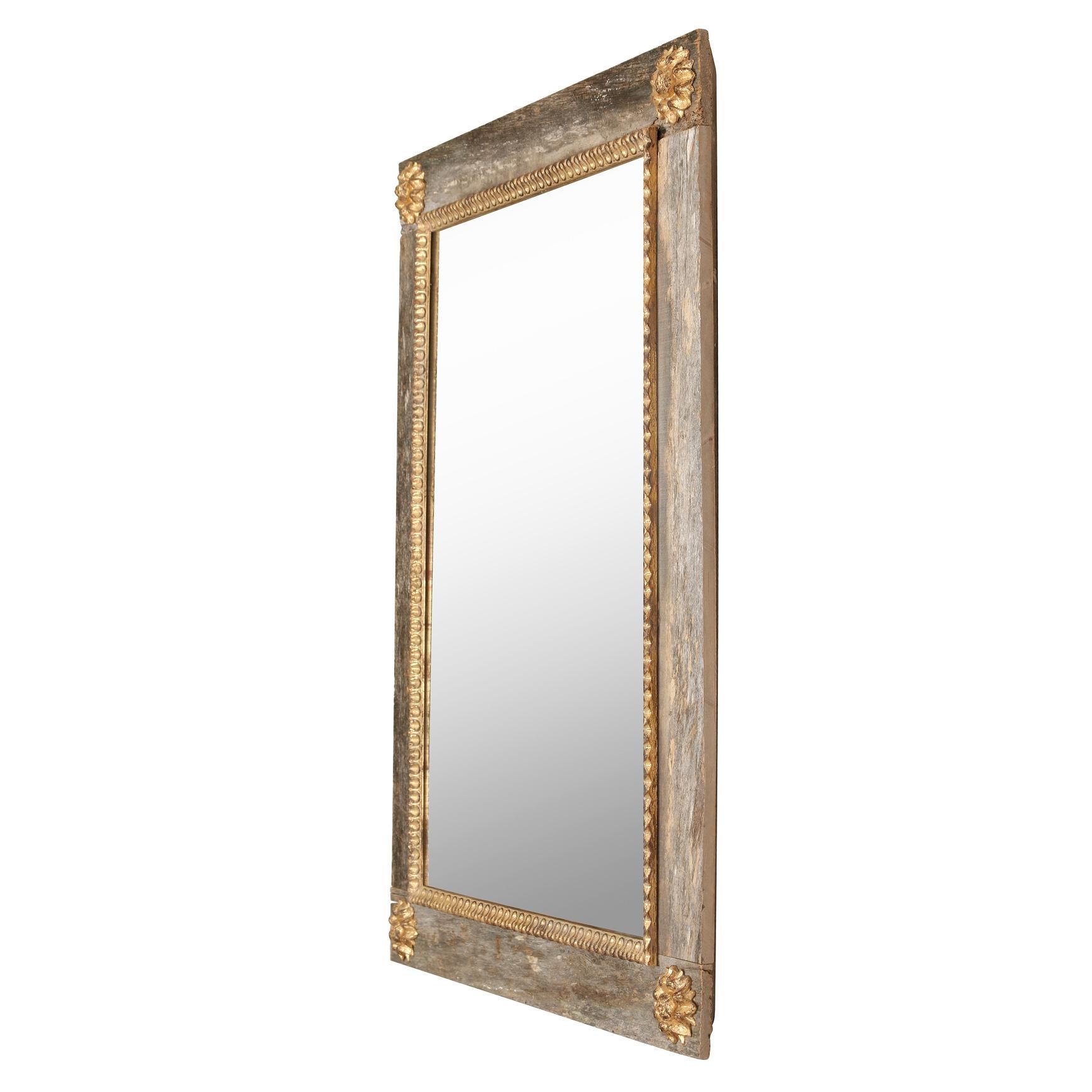 French A Painted and Parcel Gilt  Mirror