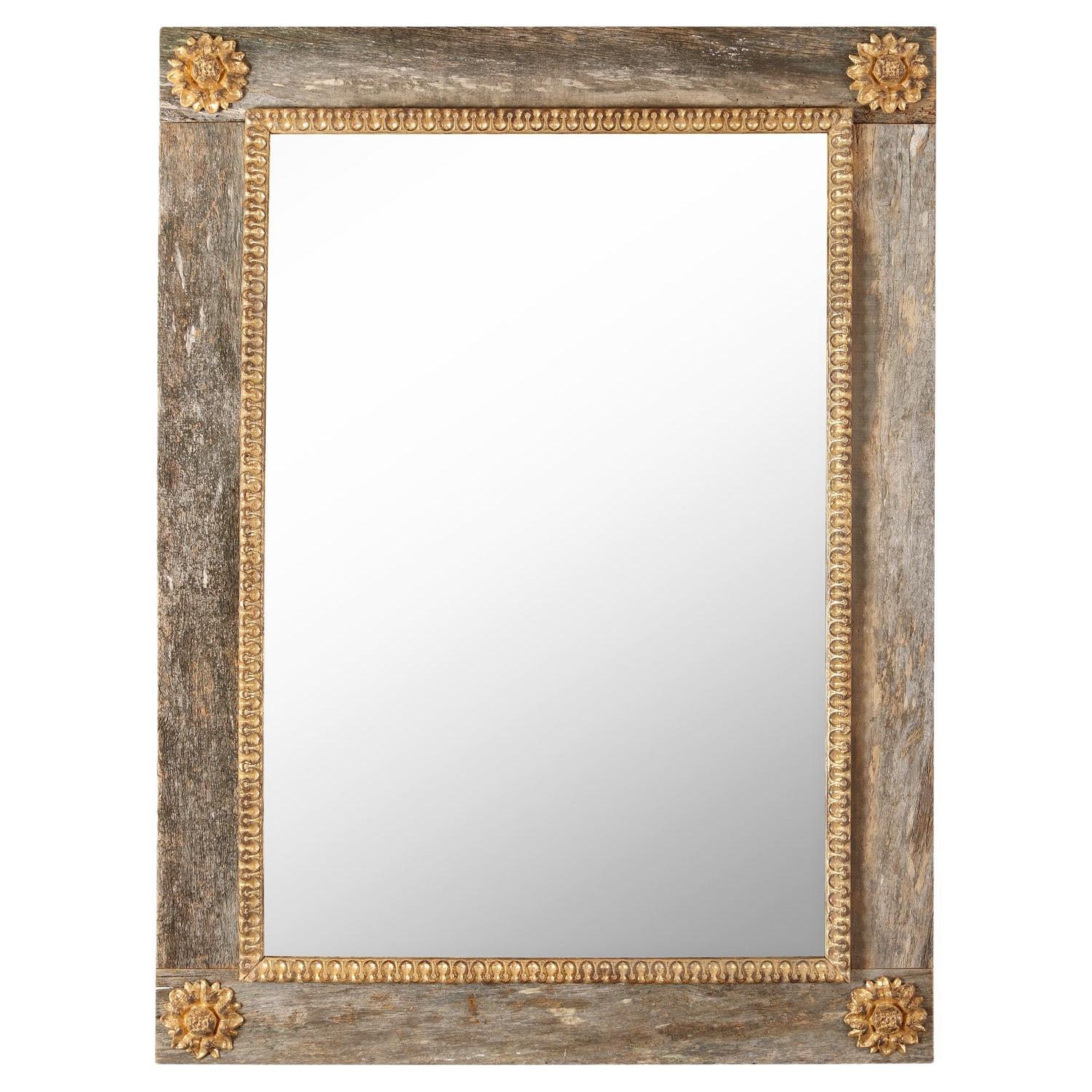A Painted and Parcel Gilt  Mirror