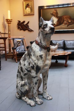 A Painted Austrian Terracotta Model of a Lifesize Great Dane Late 19th Century