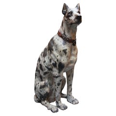 A Painted Austrian Terracotta Model of a Lifesize Great Dane Late 19th Century