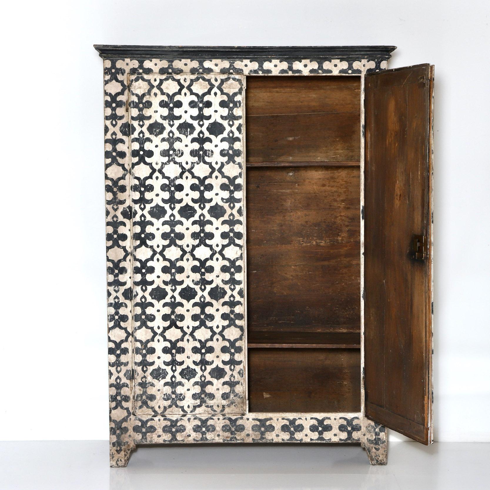 Pine A Painted Geometric Cabinet For Sale