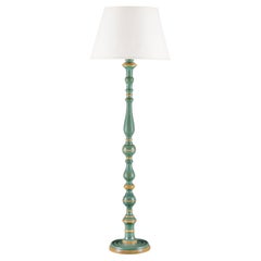 A Painted Italian Blue and Yellow Standard Lamp