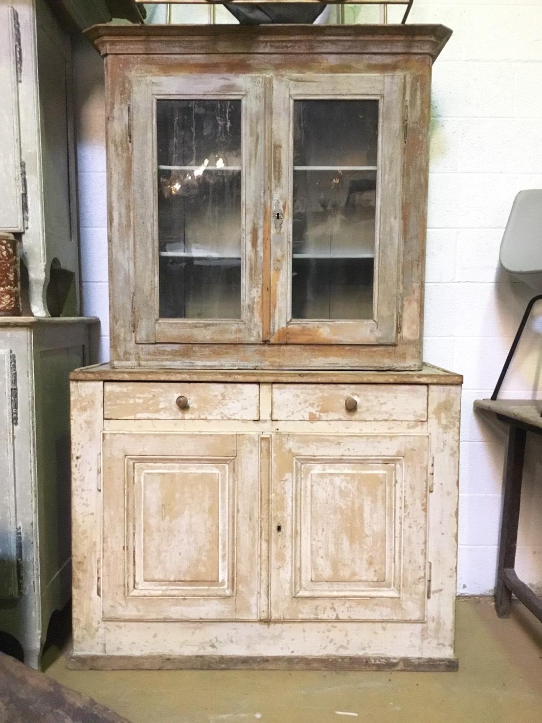 19th Century A Painted Pine Buffet  Deux Corps 
