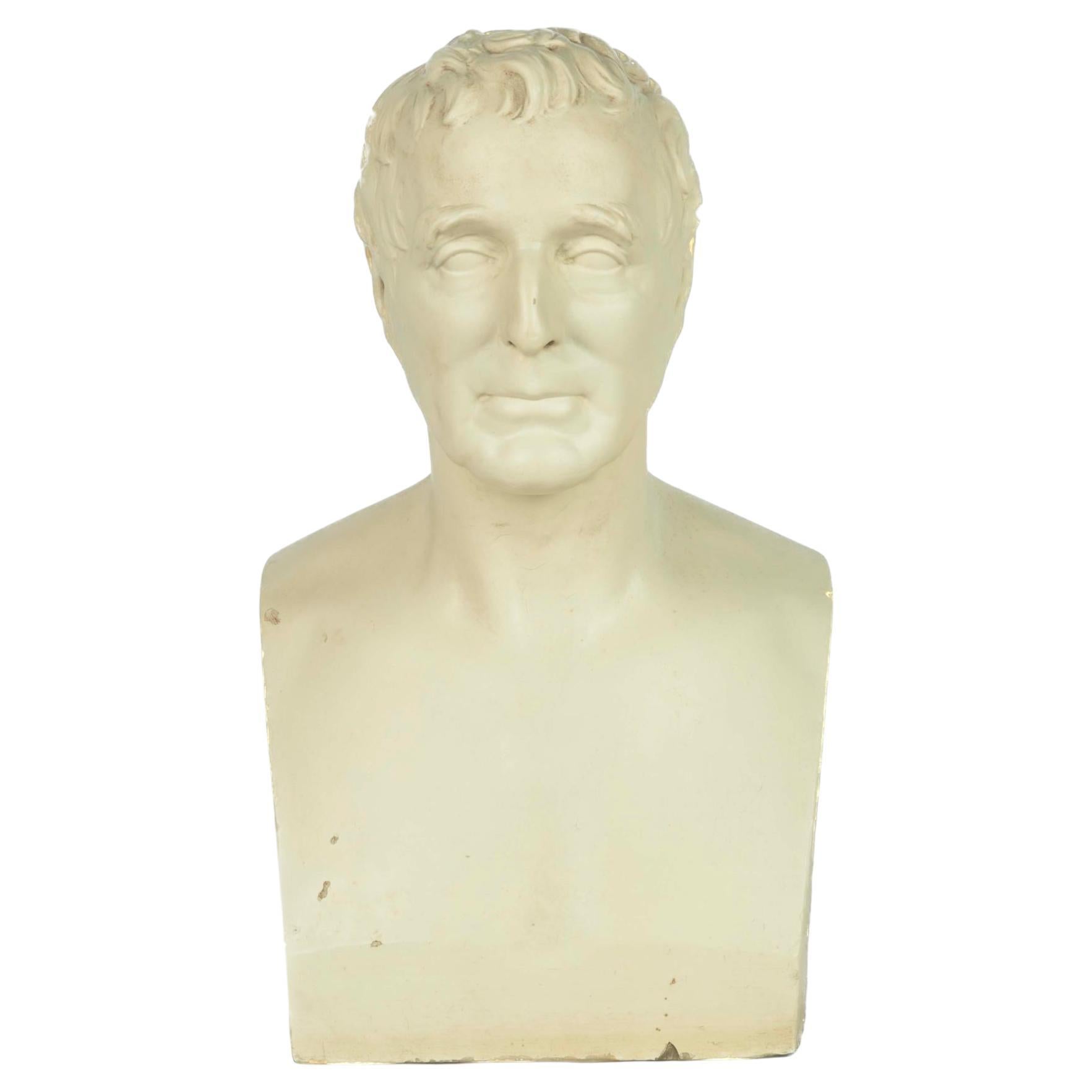 A painted plaster herm bust of the Duke of Wellington by George Gammon Adams For Sale