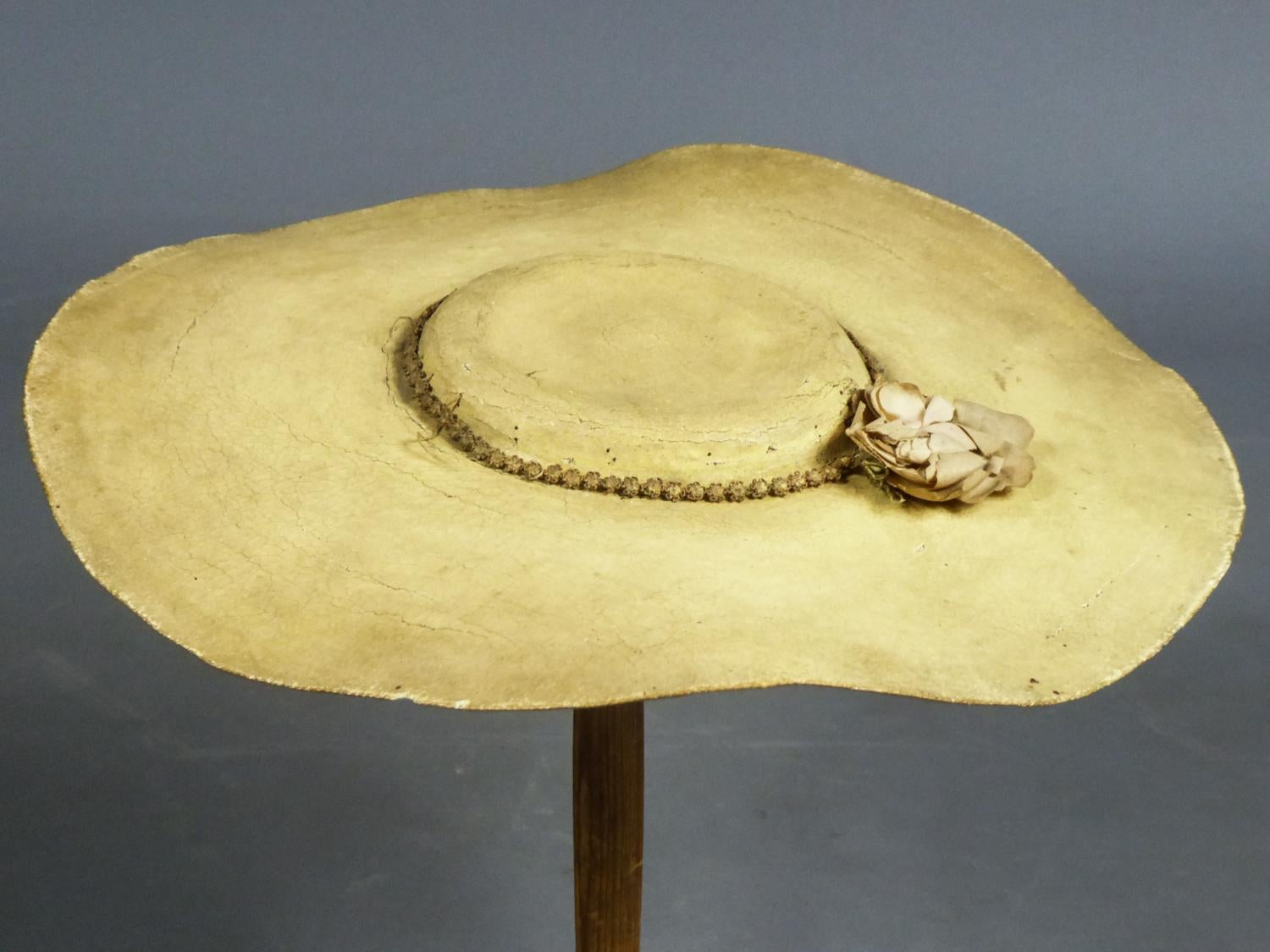 Women's A Rare Collectible Painted Straw Bergère or Milkmaid’s Hat Circa 1730-1780