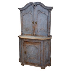 Painted Swedish Provincial Rococo Display Cabinet