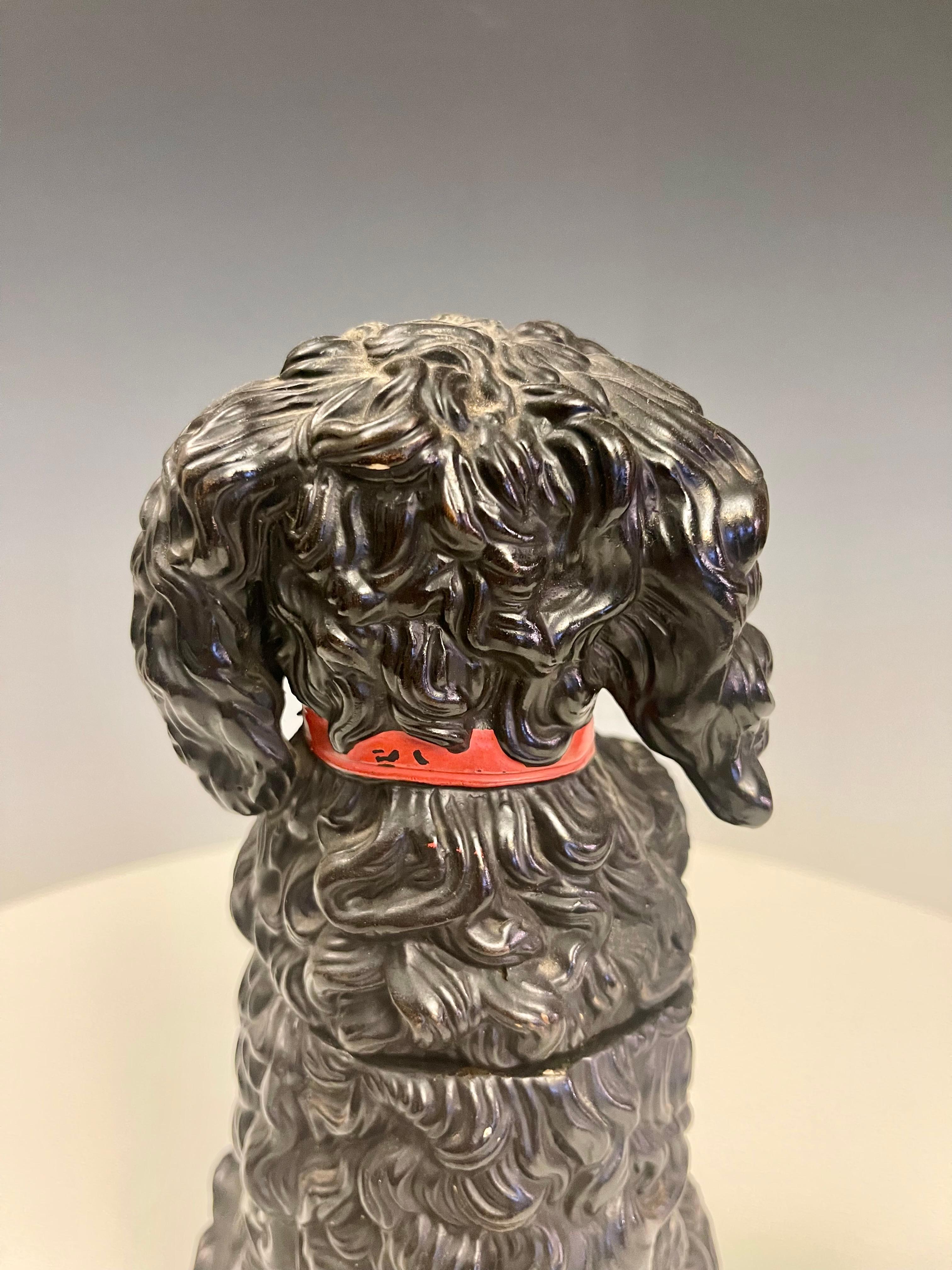 A painted terracotta tobacco holder depicting a poodle dog, Austria 1880. For Sale 3