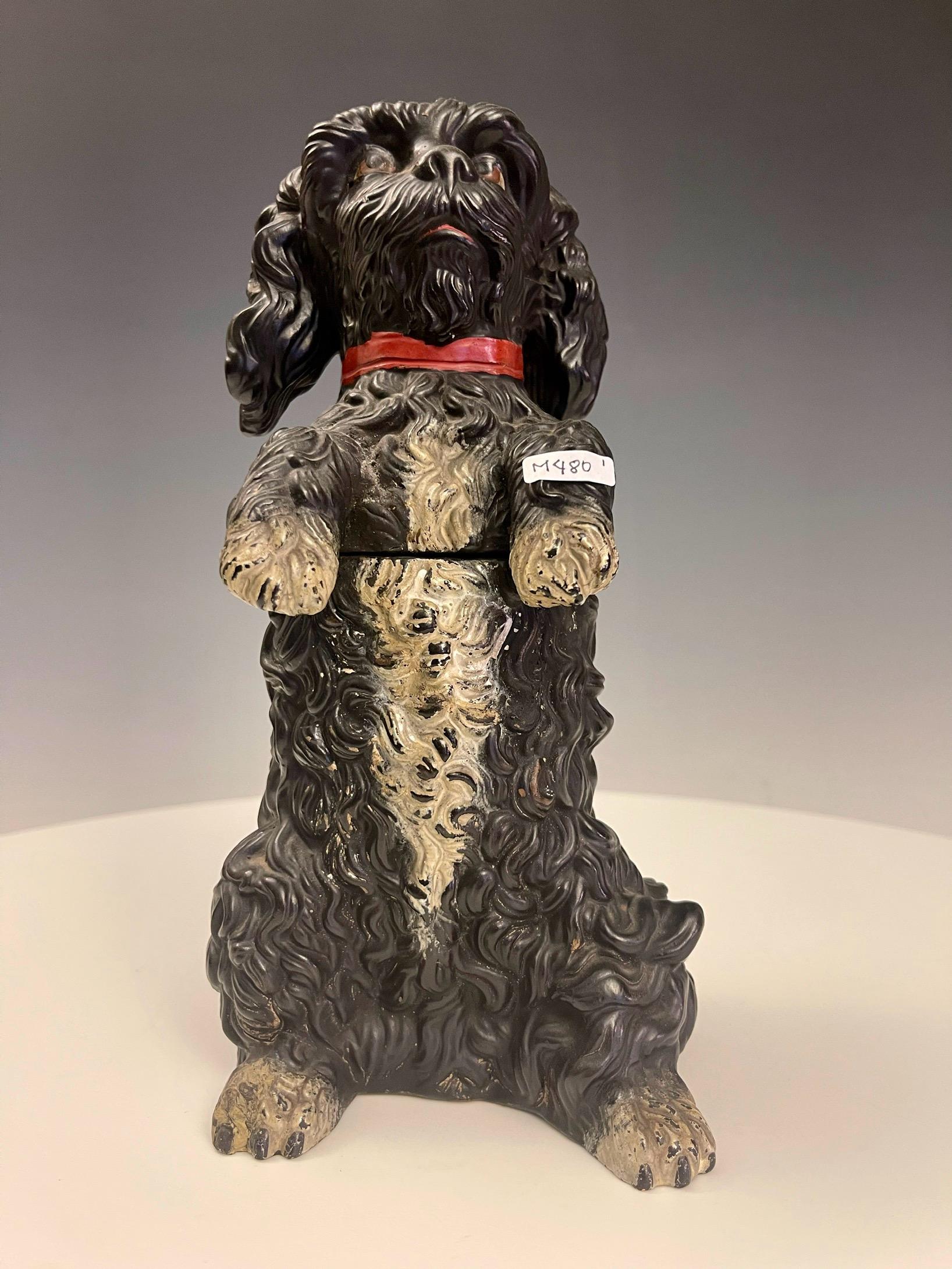 A painted terracotta tobacco holder depicting a poodle dog, Austria 1880. For Sale 5