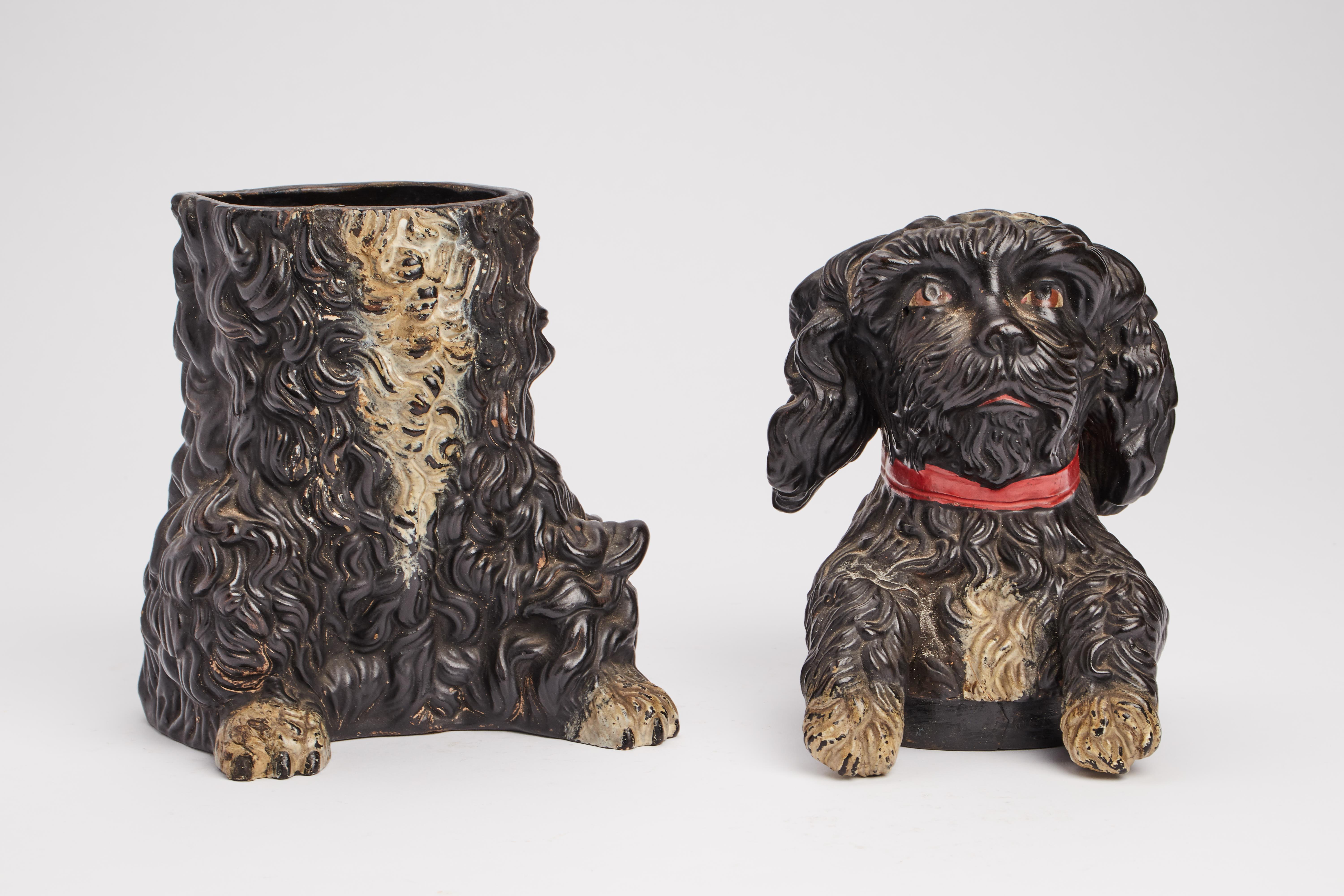 Austrian A painted terracotta tobacco holder depicting a poodle dog, Austria 1880.  For Sale