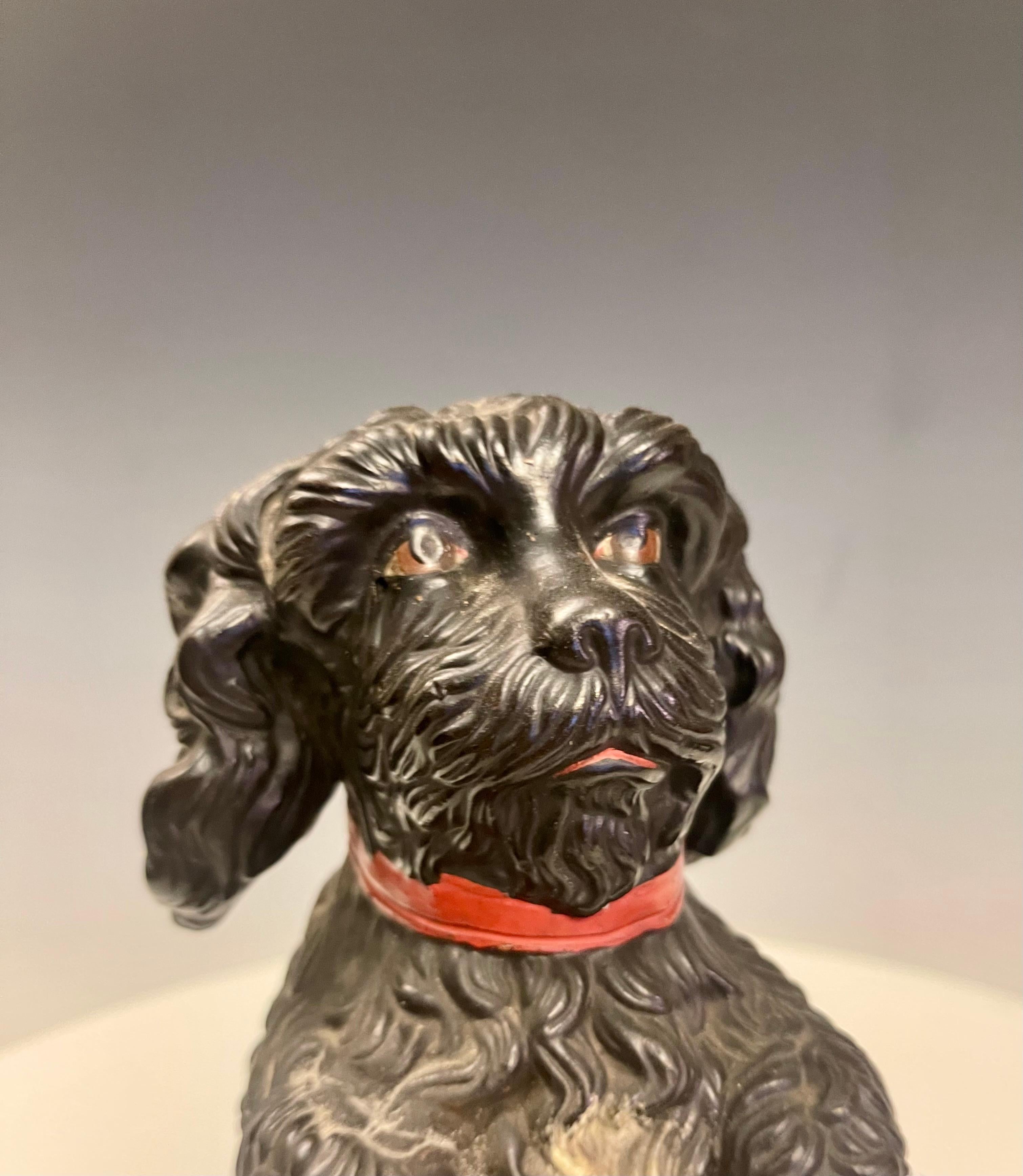 A painted terracotta tobacco holder depicting a poodle dog, Austria 1880.  For Sale 1