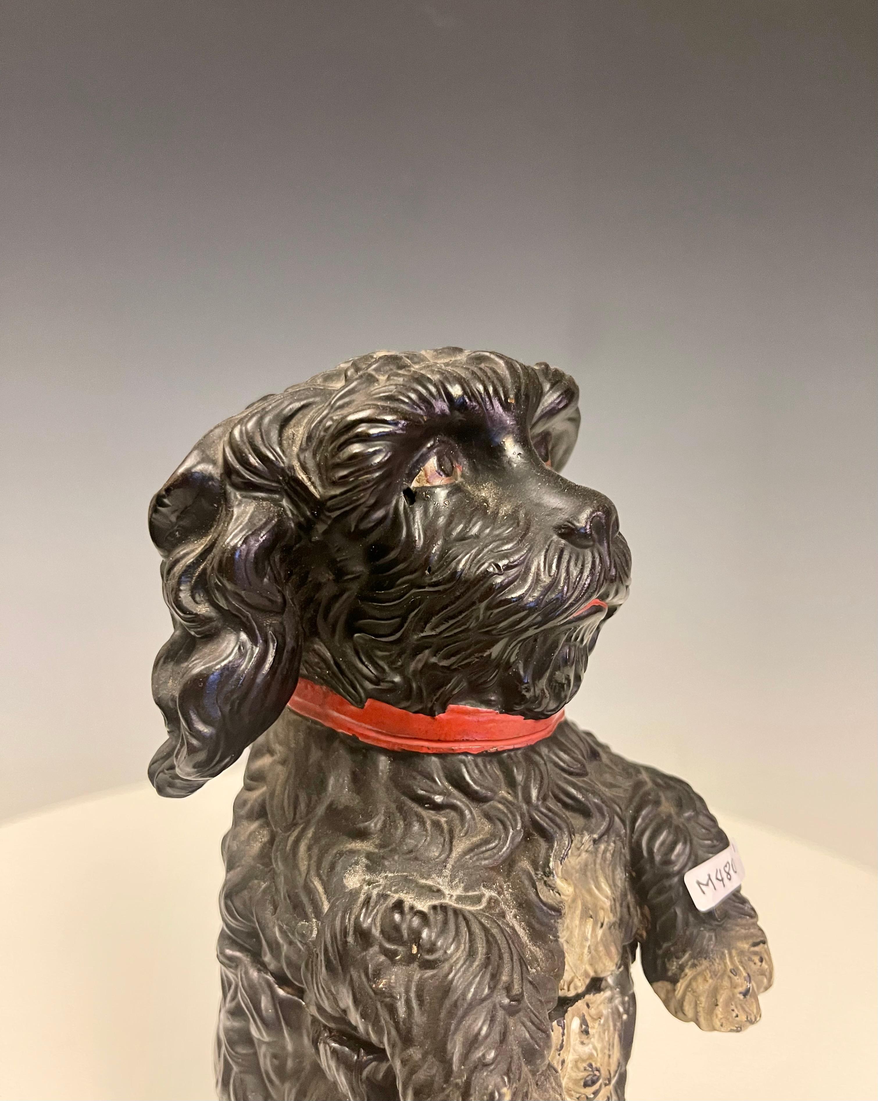 A painted terracotta tobacco holder depicting a poodle dog, Austria 1880.  For Sale 2