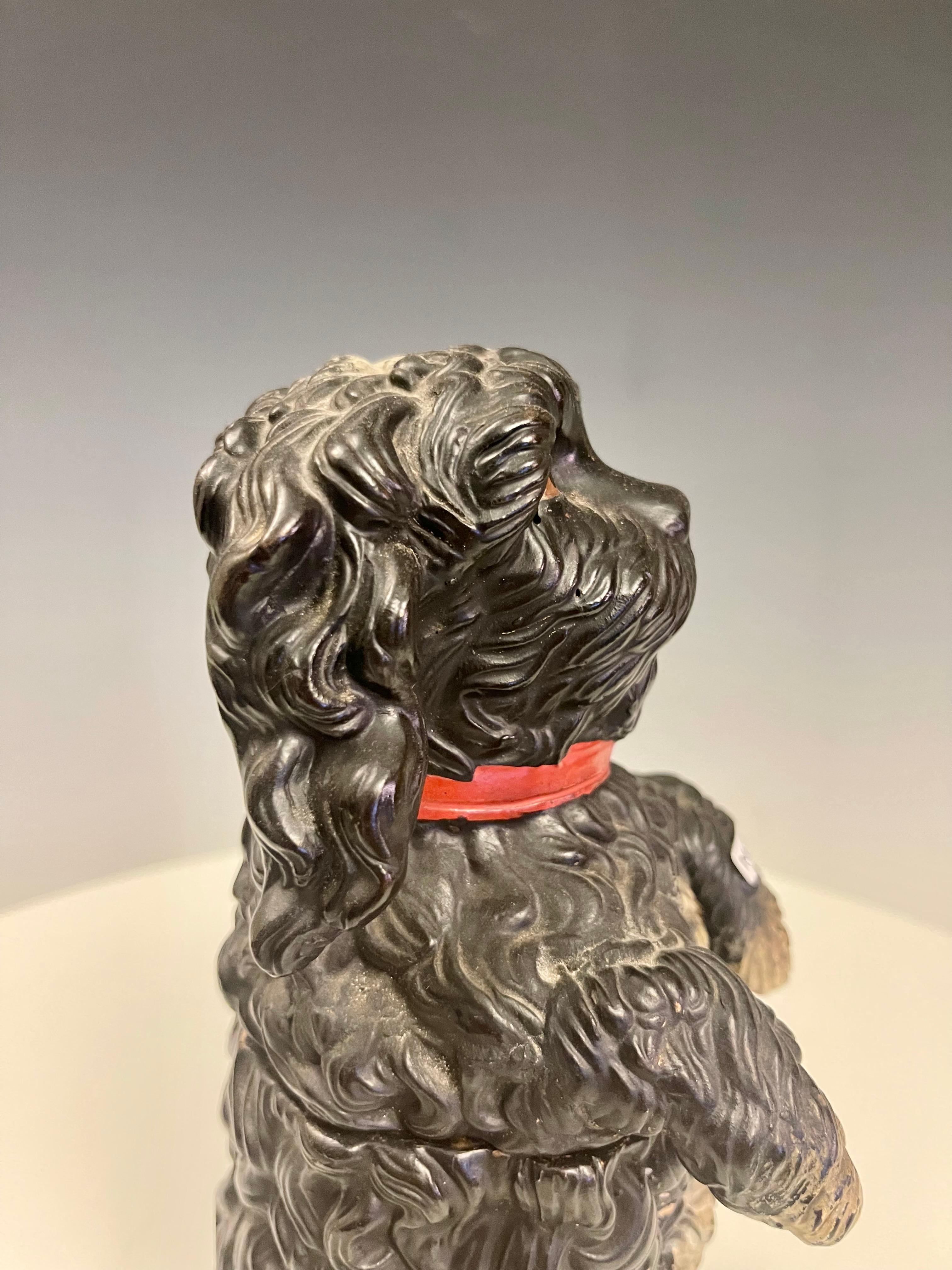 A painted terracotta tobacco holder depicting a poodle dog, Austria 1880. For Sale 2