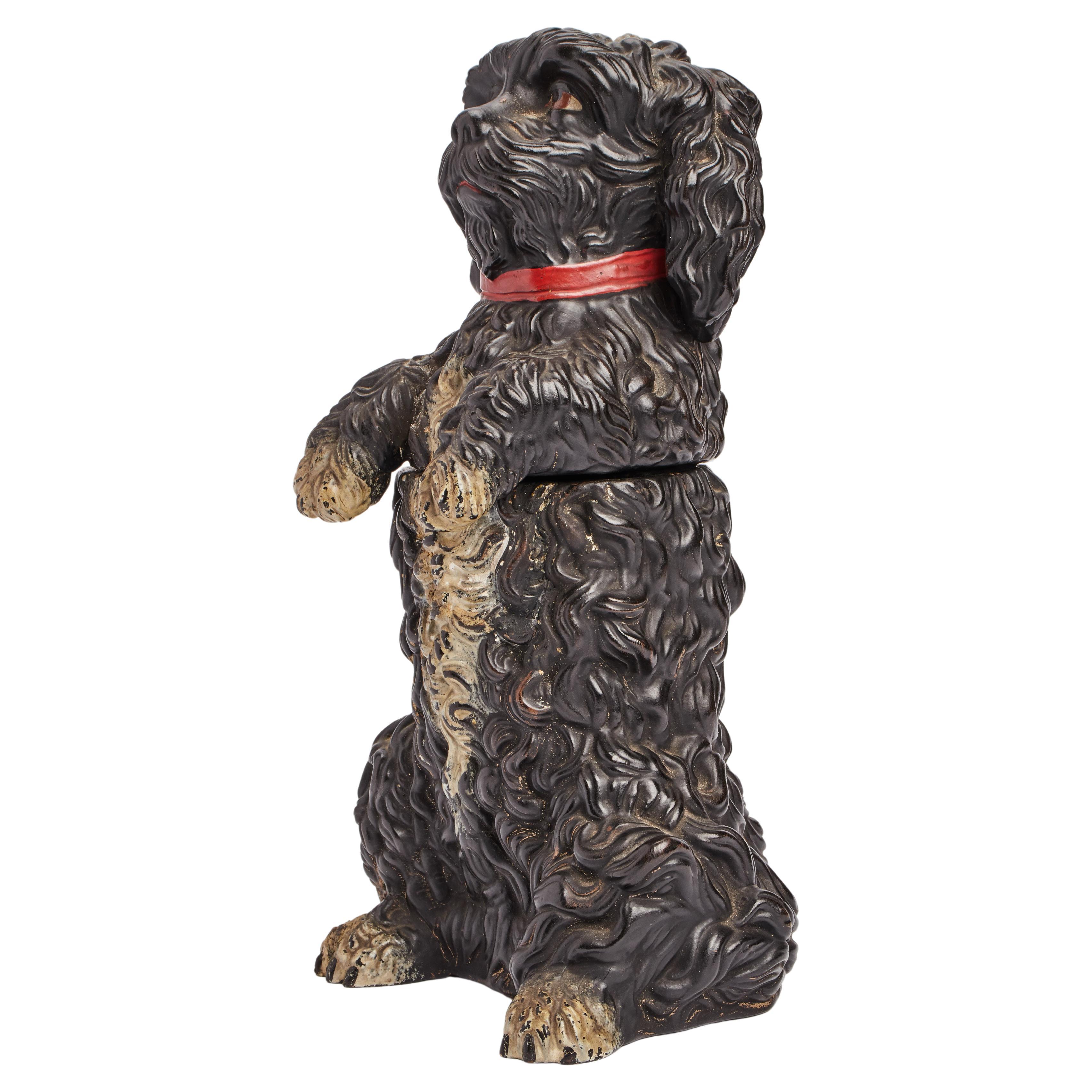 A painted terracotta tobacco holder depicting a poodle dog, Austria 1880.  For Sale