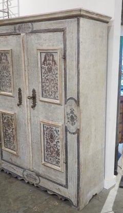 A Painted Two-Door Cabinet from Southern Germany, Circa 1700s, Height- 67 Inches