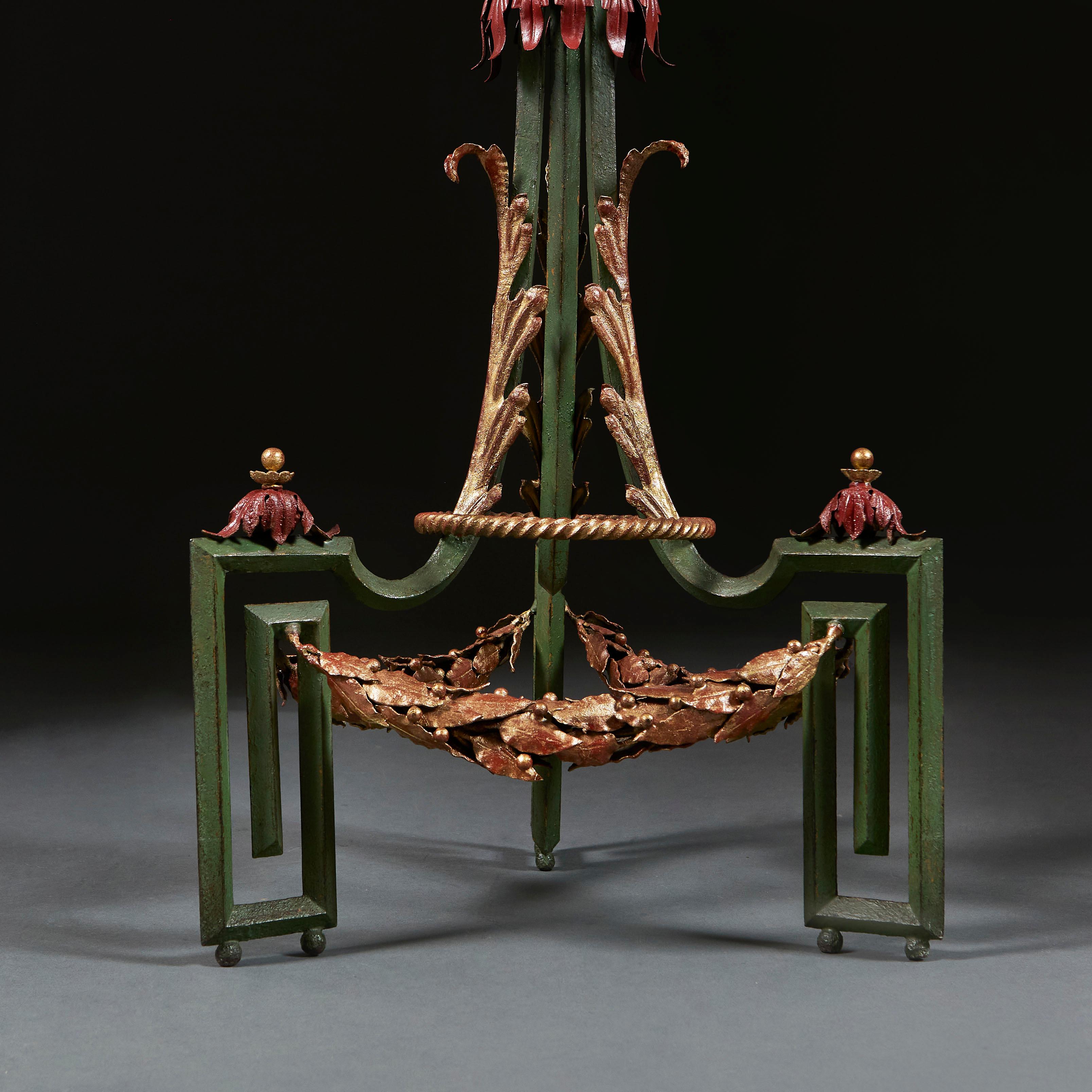 A Painted Wrought Iron Lamp After Gilbert Poillerat In Good Condition In London, GB
