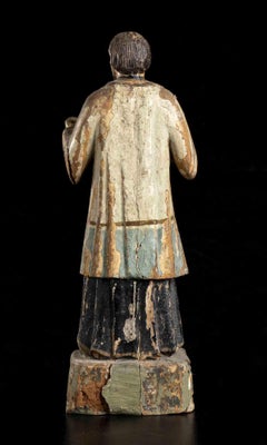 Painterd Wood Saint Francis Xavier, Indo-Portuguese, 18th-19th Century