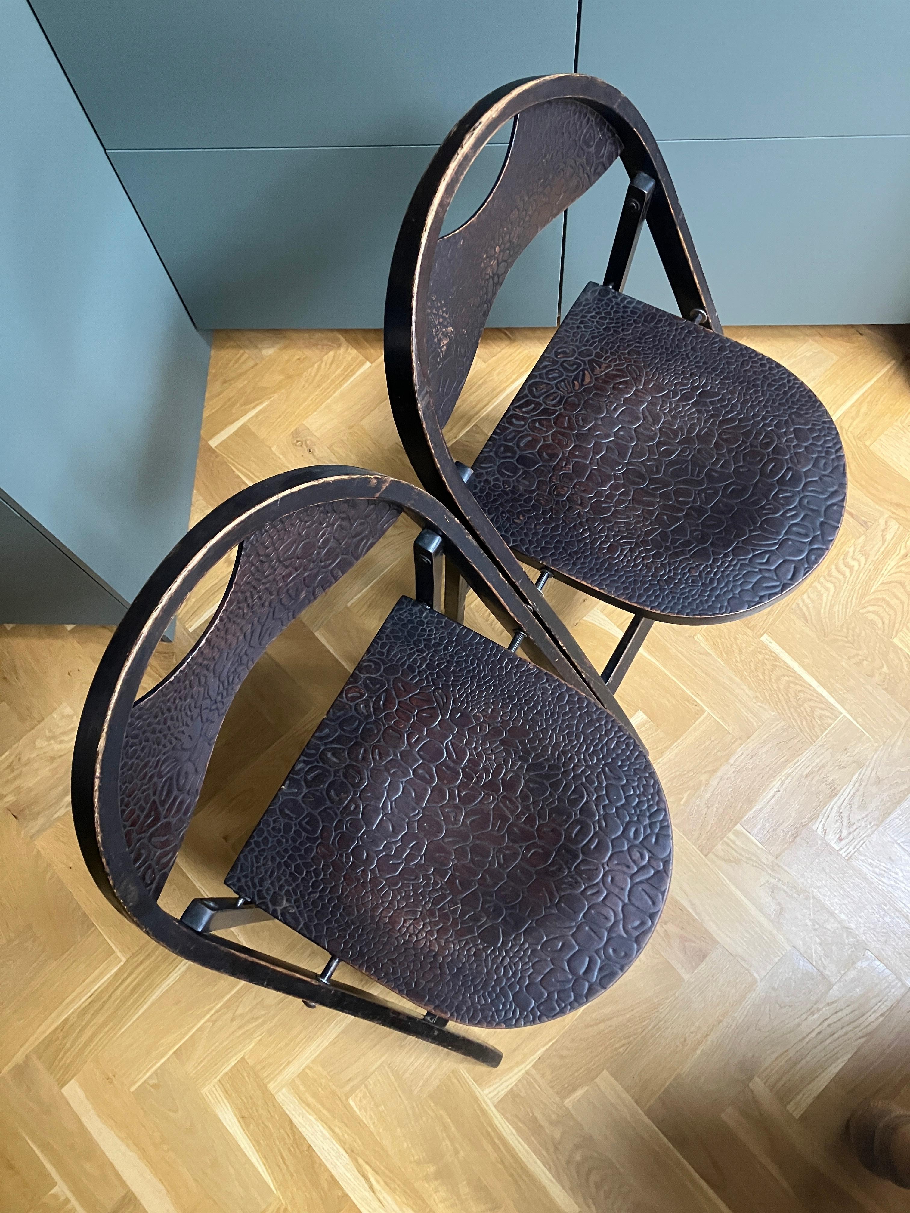 Polish A pair 1930's Thonet Crocodile folding chairs Bauhaus era  For Sale