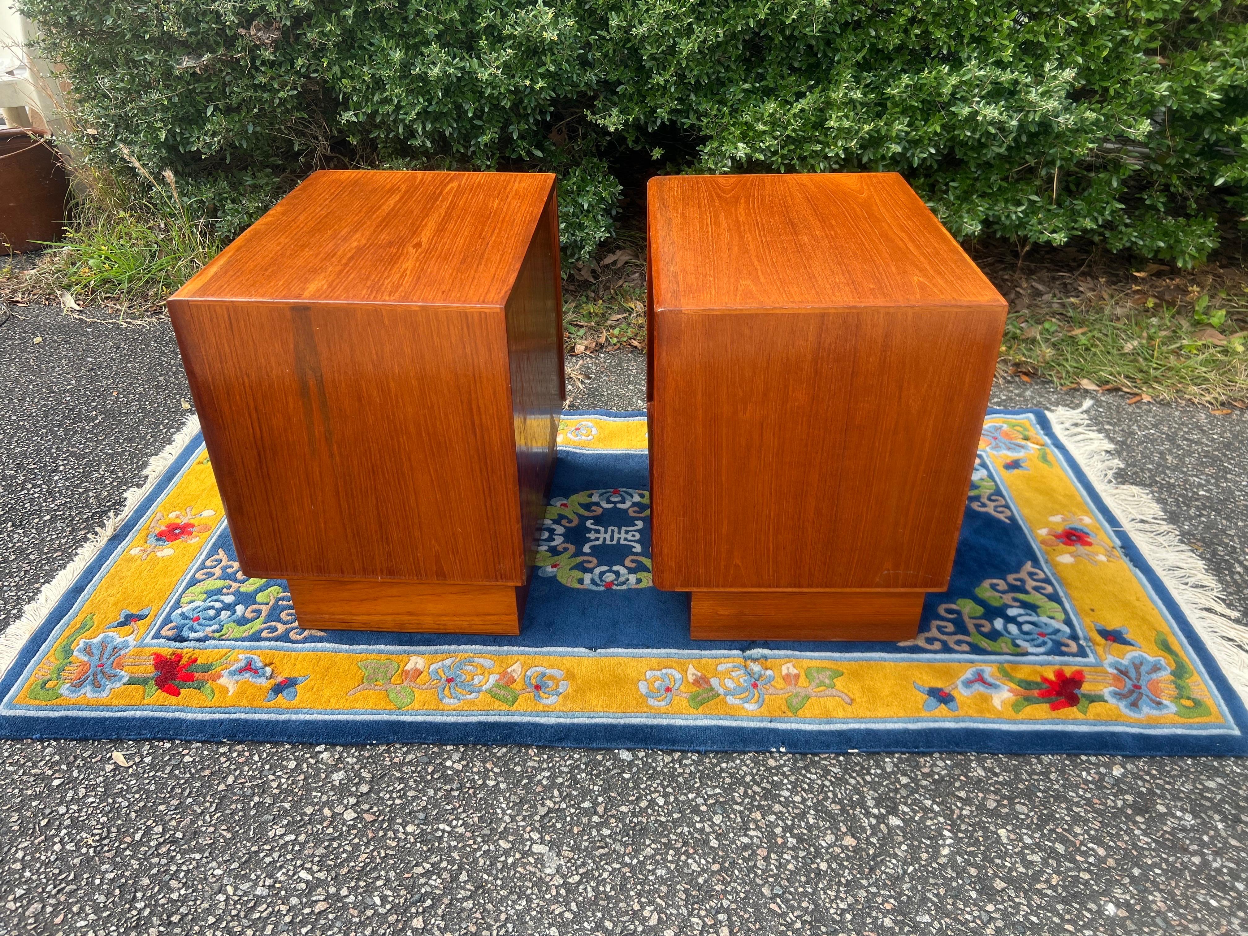 A pair 1960s Mid Century Danish Modern Teak Cube Nightstands by Danflex Systems For Sale 9