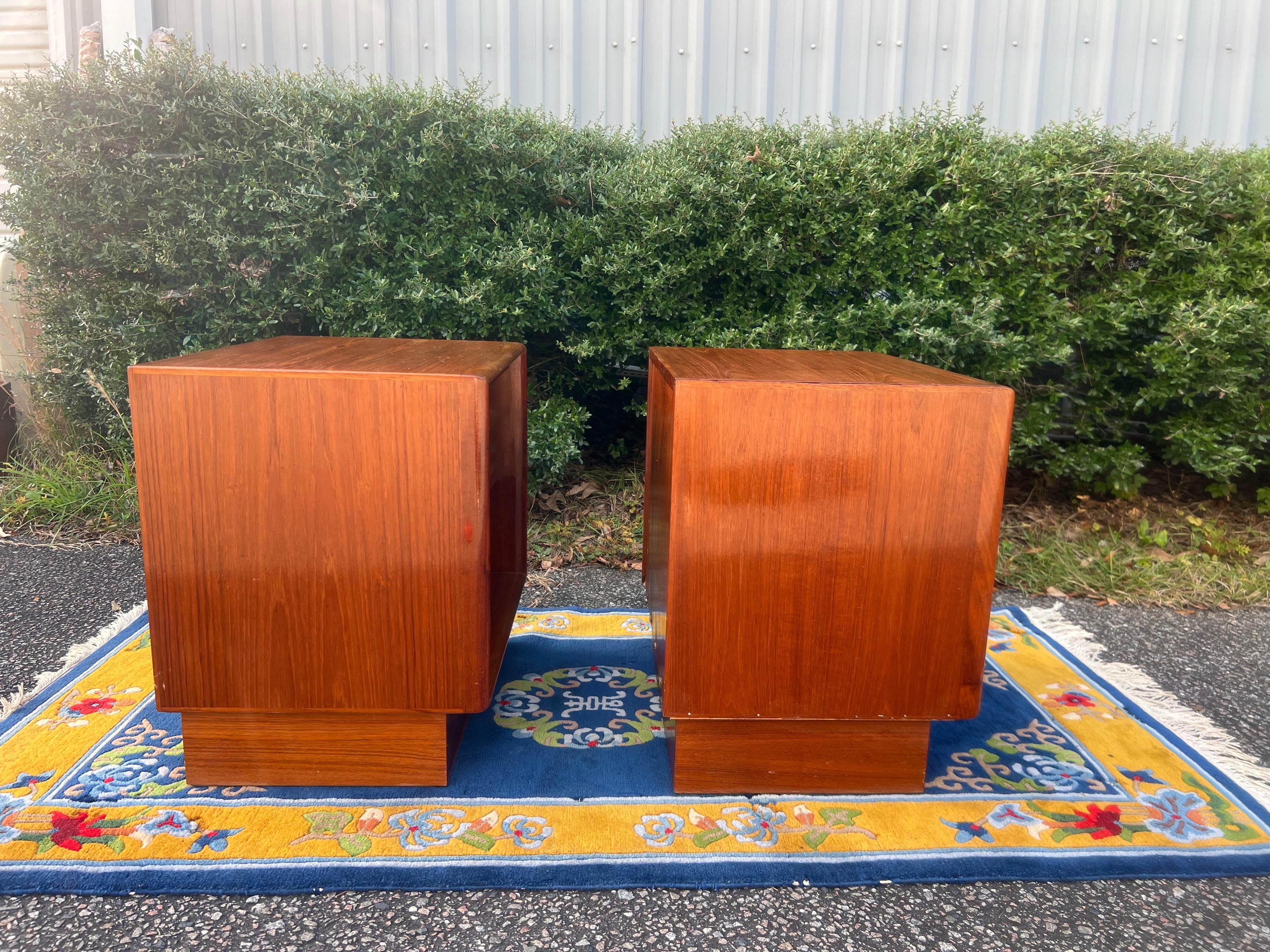 A pair 1960s Mid Century Danish Modern Teak Cube Nightstands by Danflex Systems For Sale 14