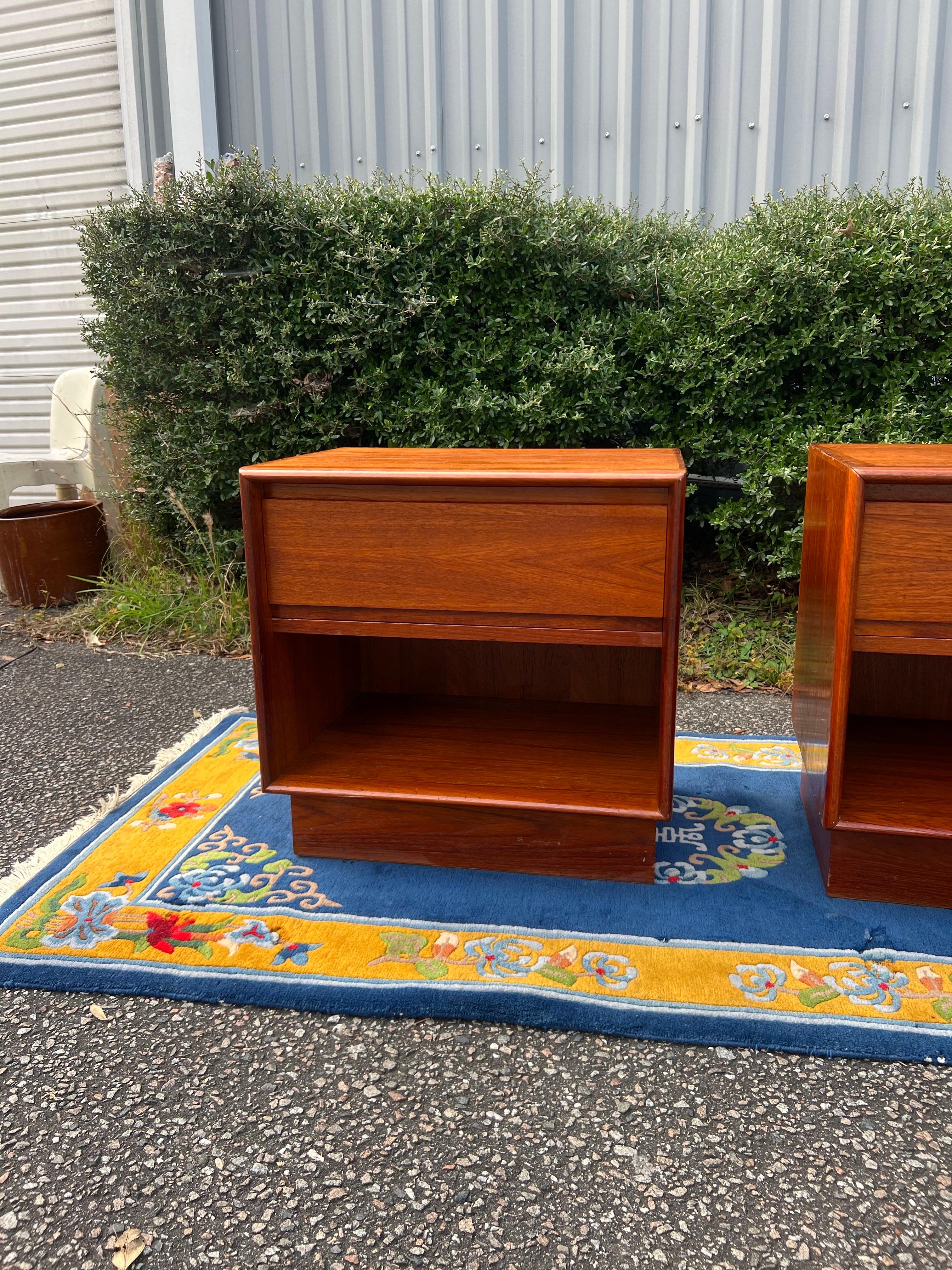 Wood A pair 1960s Mid Century Danish Modern Teak Cube Nightstands by Danflex Systems For Sale