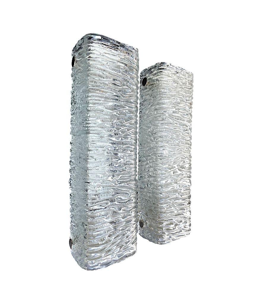 Mid-20th Century A pair 1960s Murano glass wall sconces by German lighting comapny RZB Leuchten For Sale