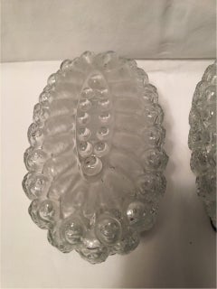 Pair 1960s Oval Ice Glass with Bubble Sconces from Germany