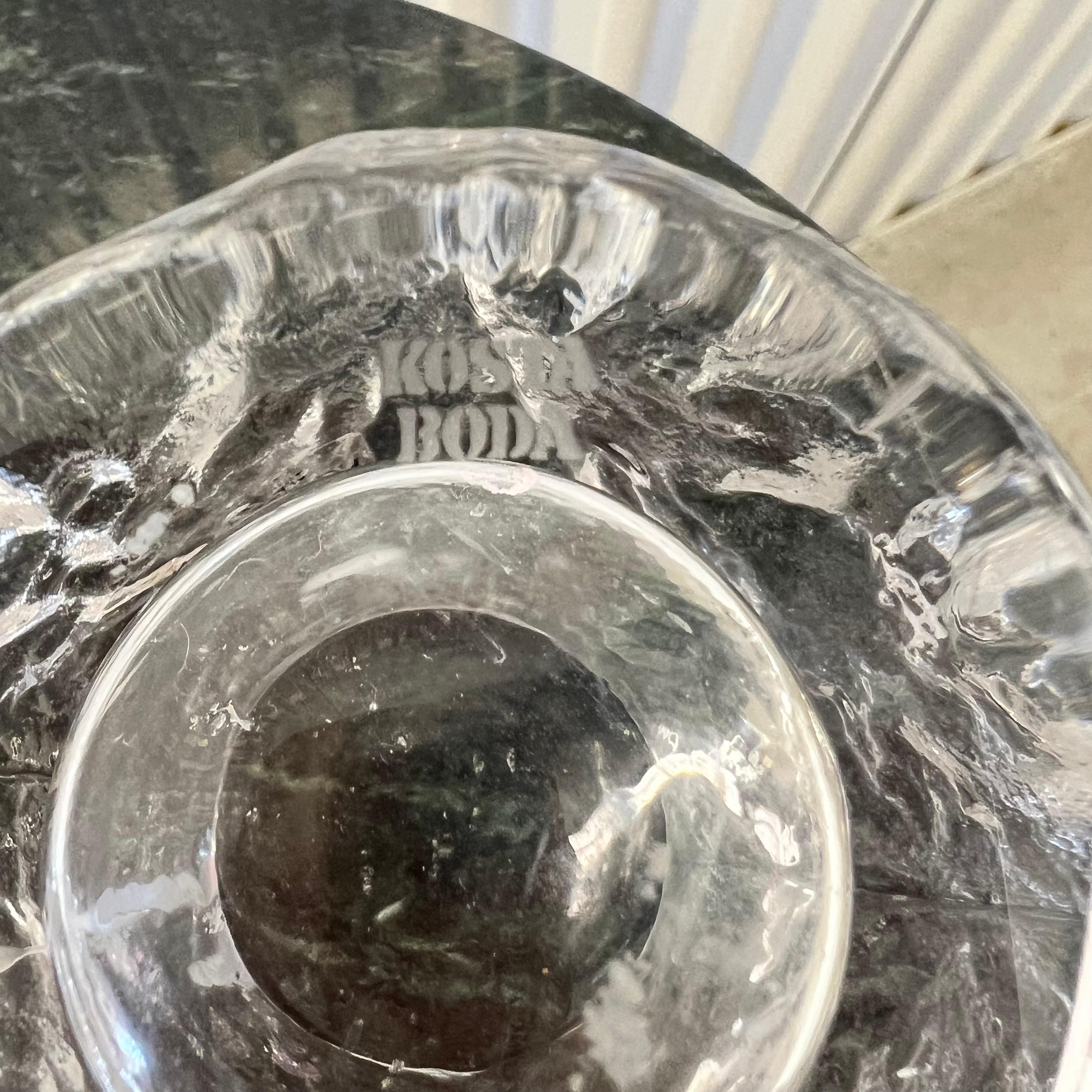 A pair 1970s Vintage Ann Warff Kosta Boda Snowball Votive Candle Holders In Good Condition For Sale In Charleston, SC