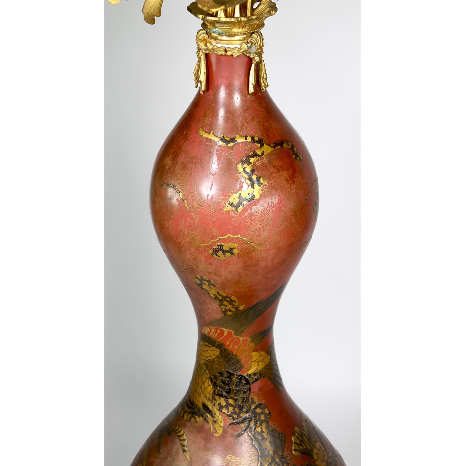 Pair 19th Century Japanese Imari Porcelain & Gilt-Bronze Torchere Candelabra For Sale 8