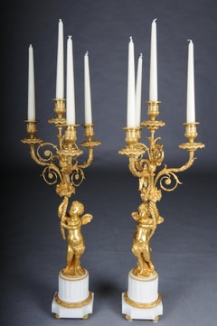 A pair (2) of figural candelabra in the Louis XVI style.