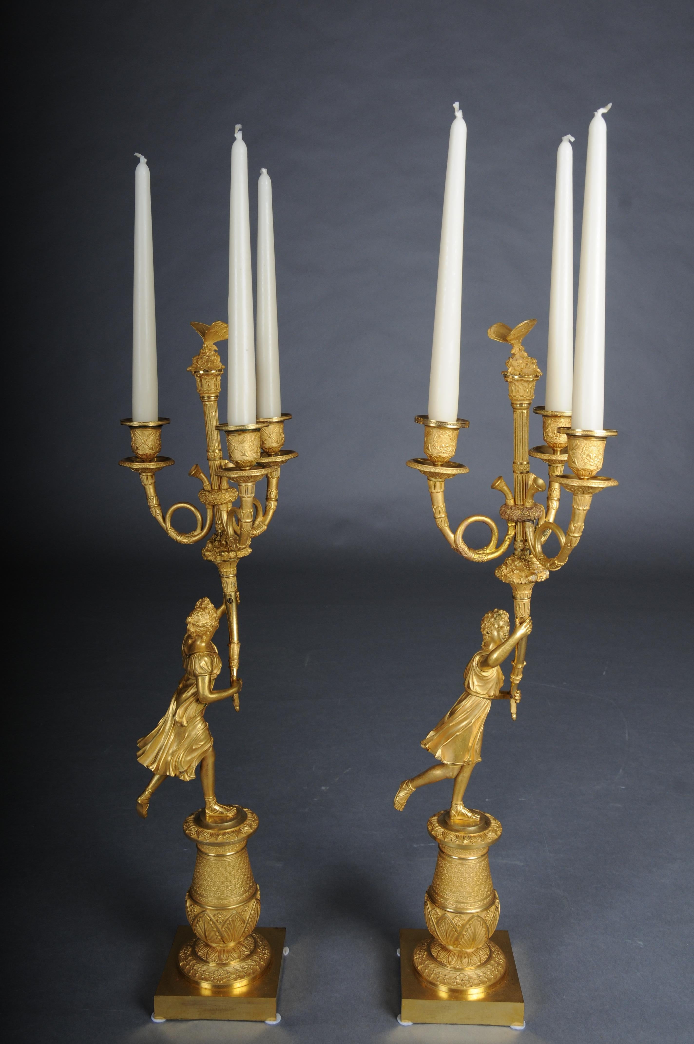 A pair (2) of figural Empire candelabra candles. Paris, 19th century. For Sale 6