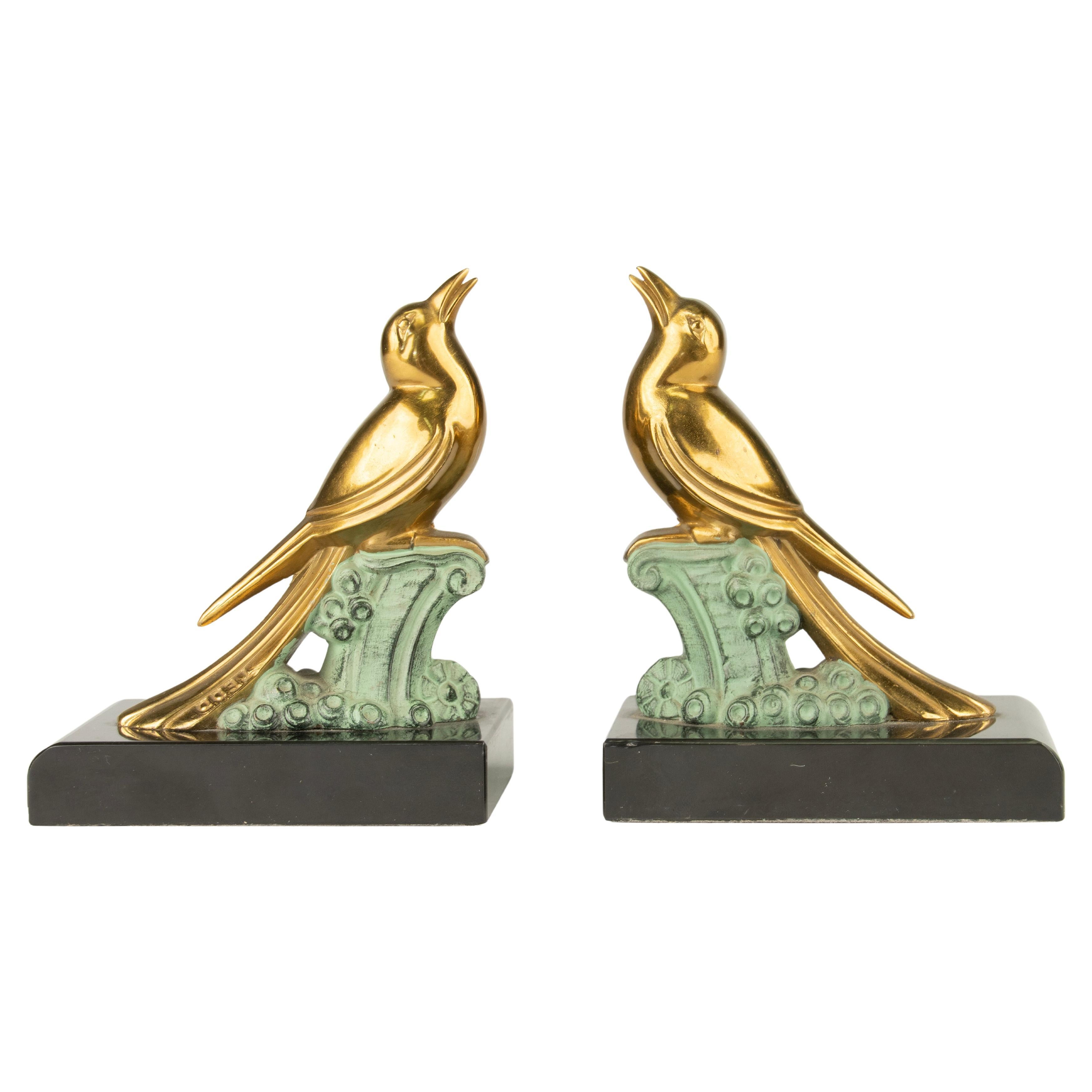 A Pair Art Deco Bookends - Birds - Signed TEDD