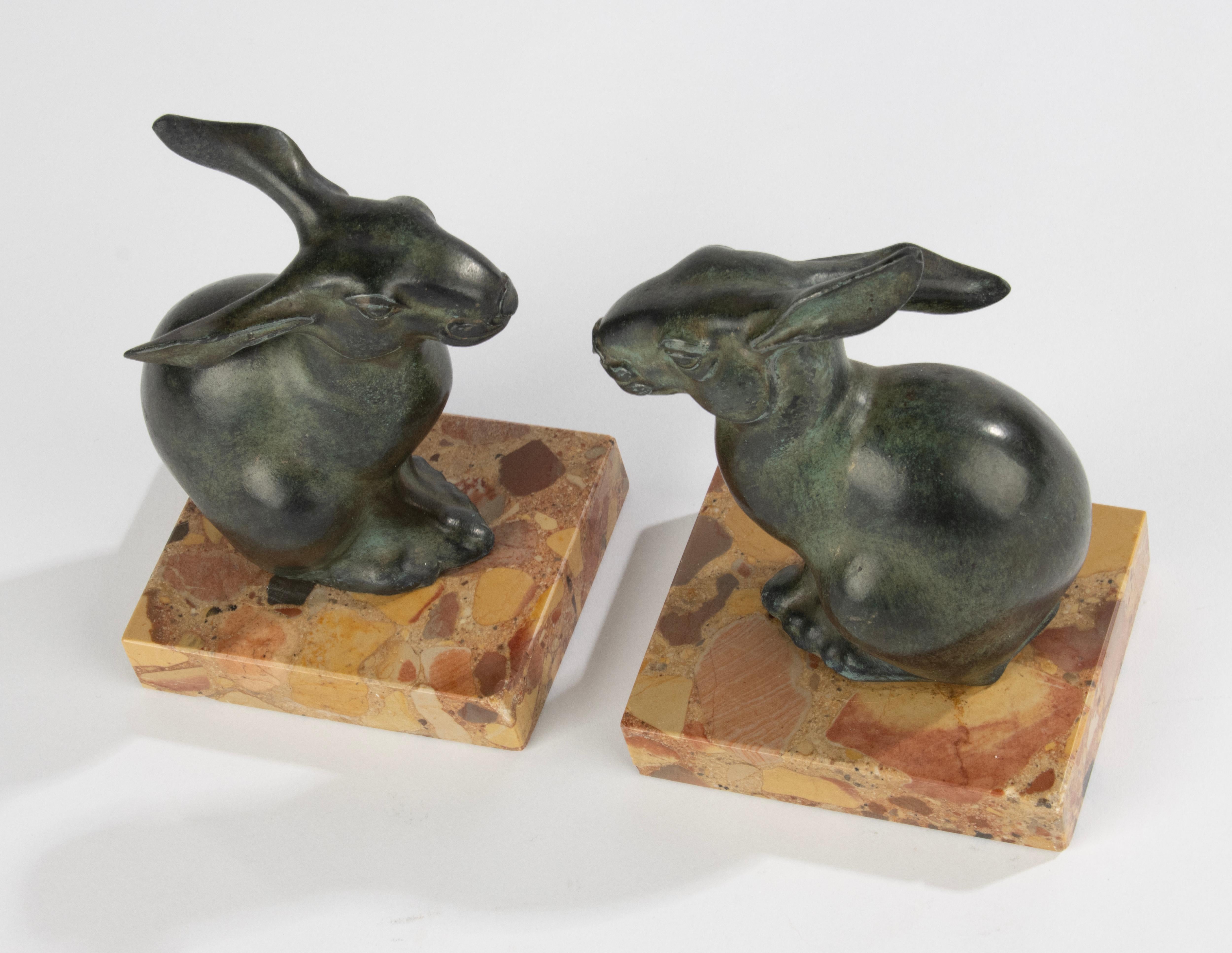 A Pair Art Deco Period Bookend -  Rabbits - By M. Font 4