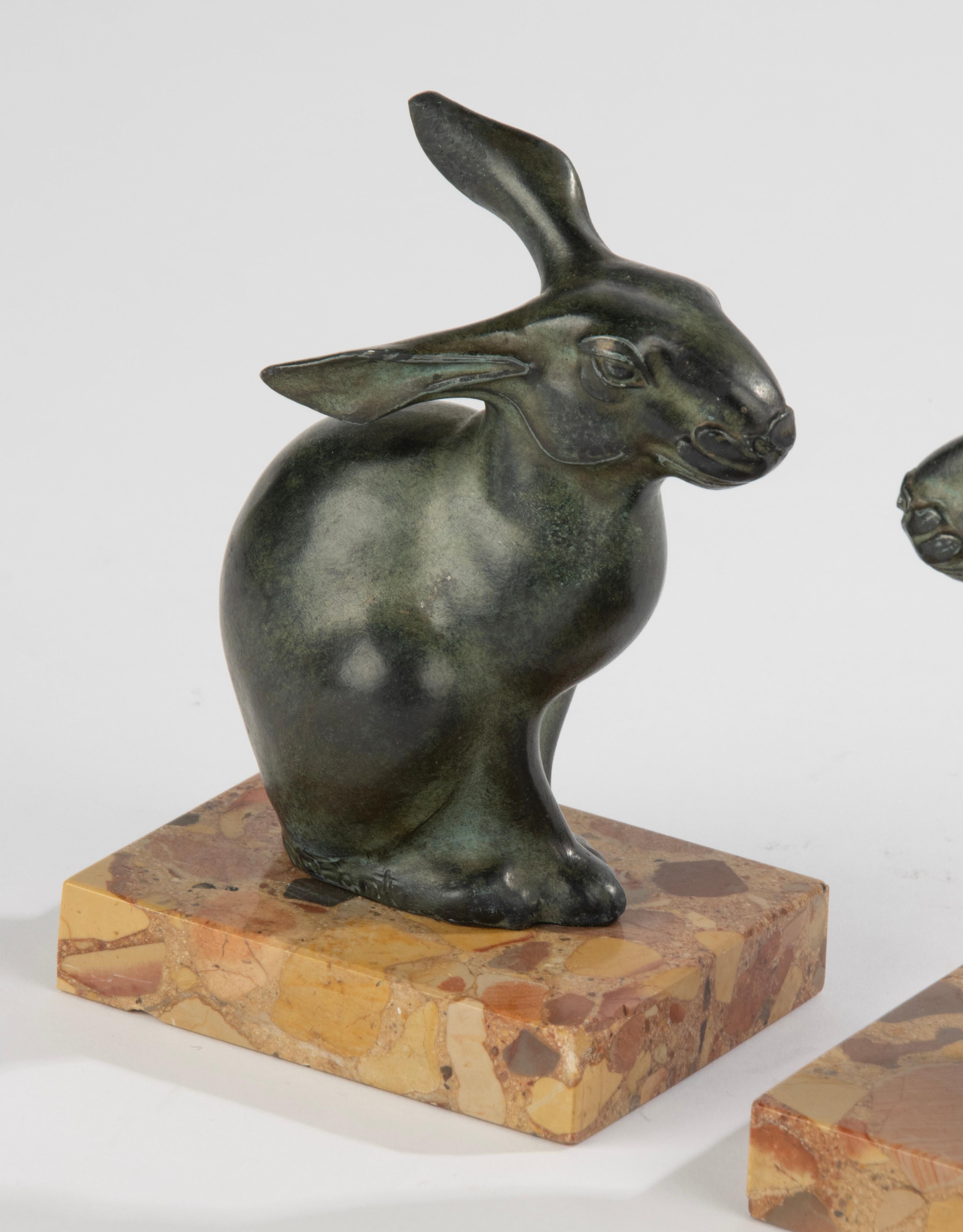 A Pair Art Deco Period Bookend -  Rabbits - By M. Font 12