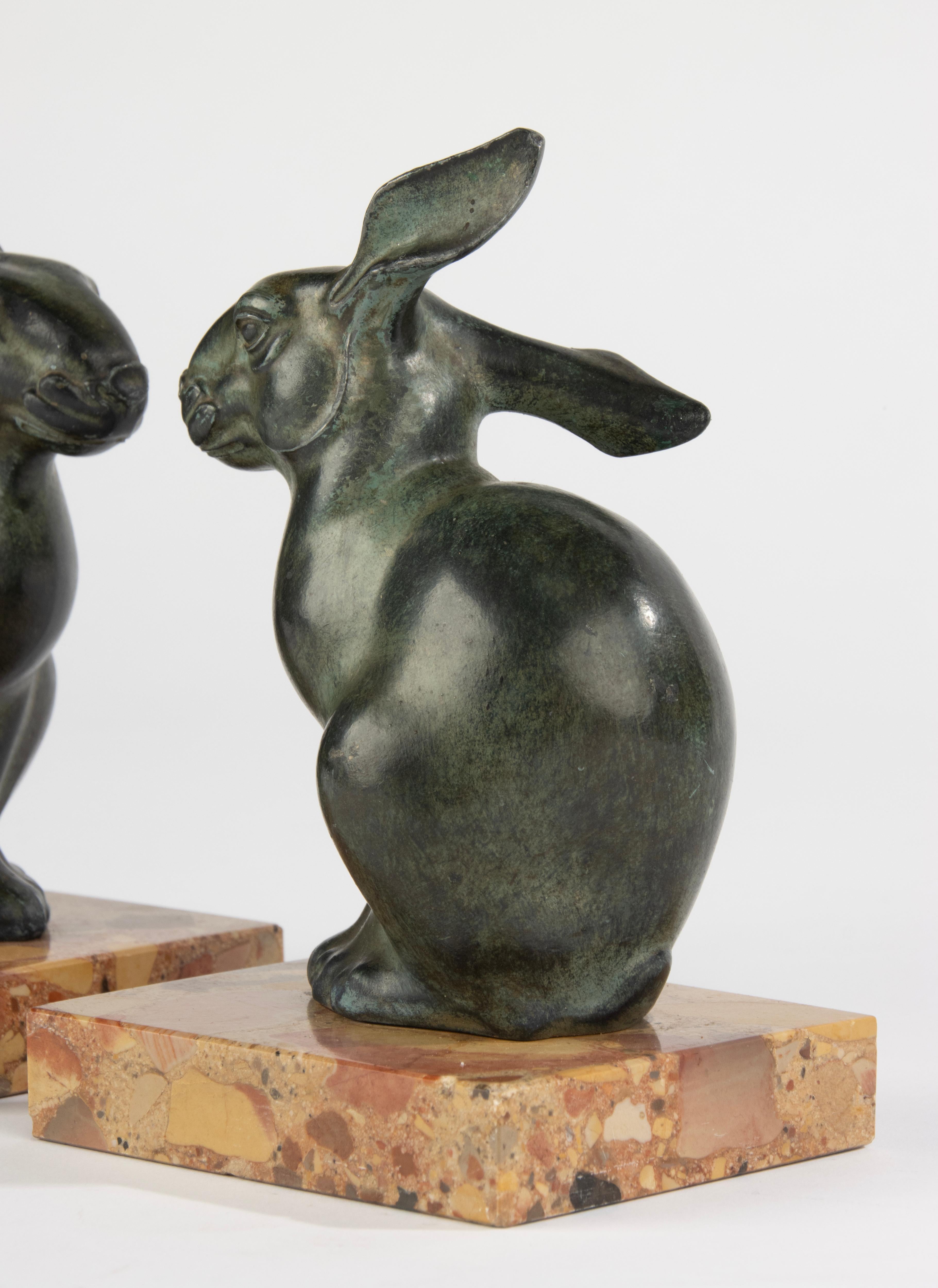 A Pair Art Deco Period Bookend -  Rabbits - By M. Font 14