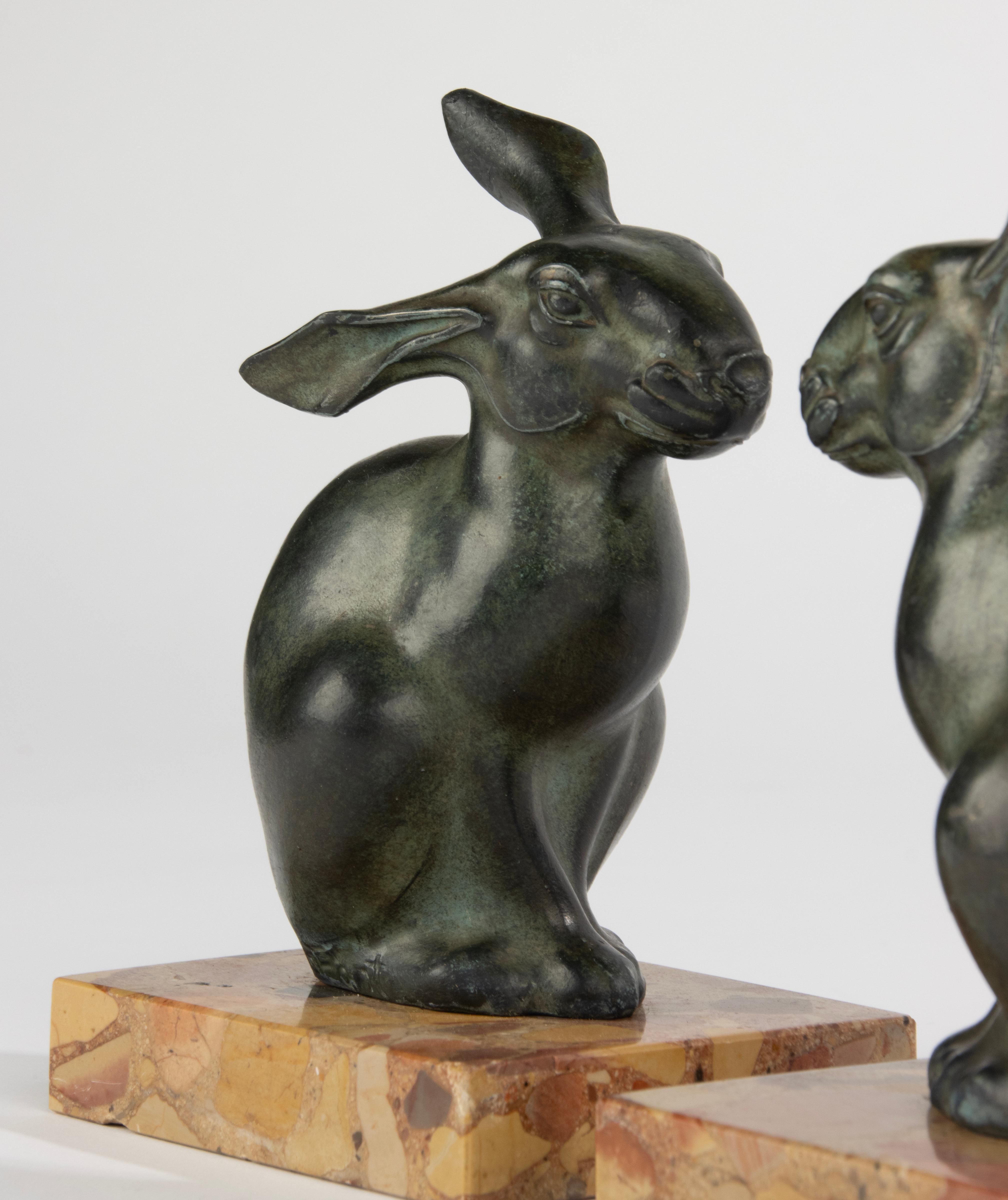 A Pair Art Deco Period Bookend -  Rabbits - By M. Font 2