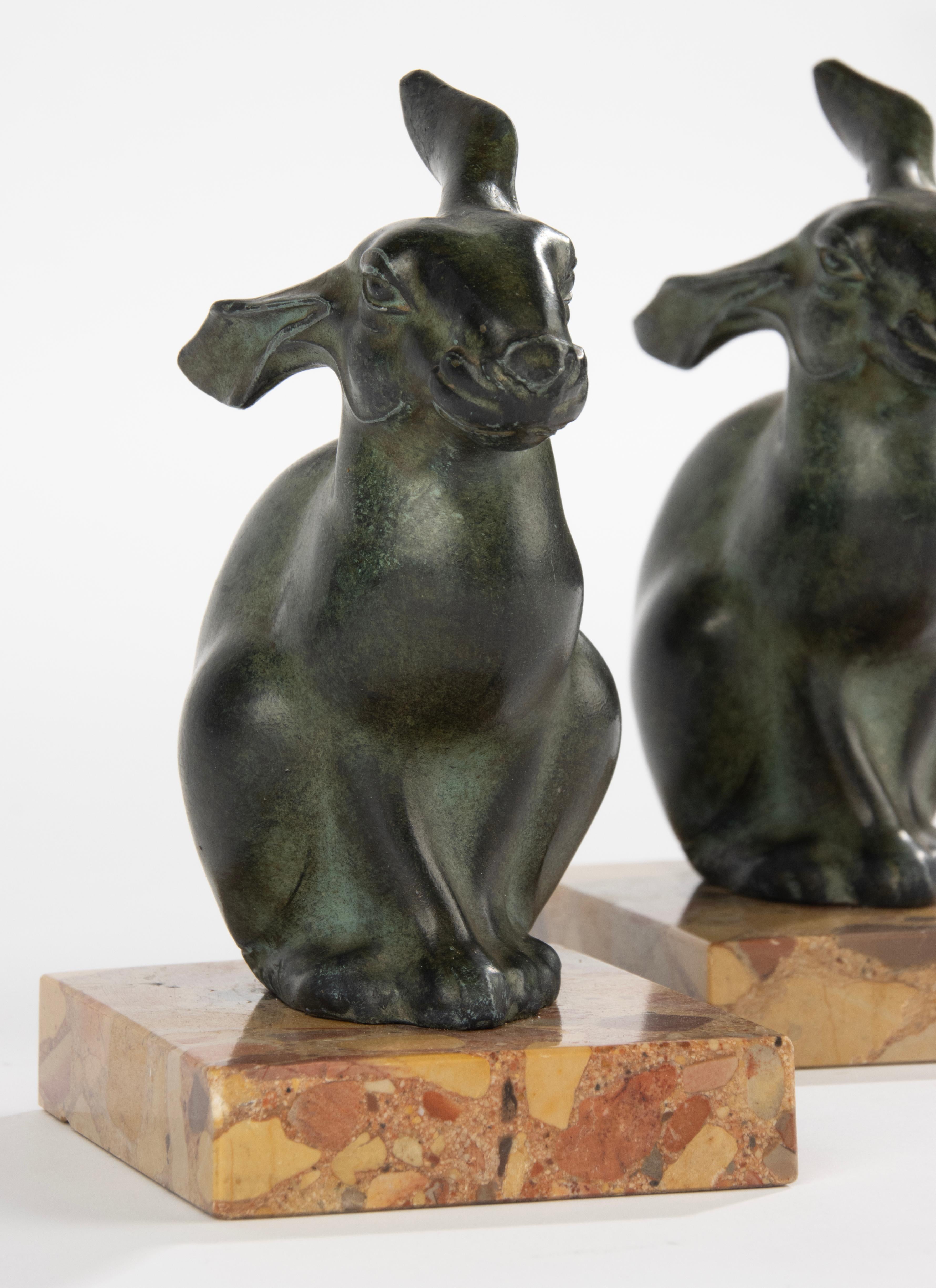 A Pair Art Deco Period Bookend -  Rabbits - By M. Font 3