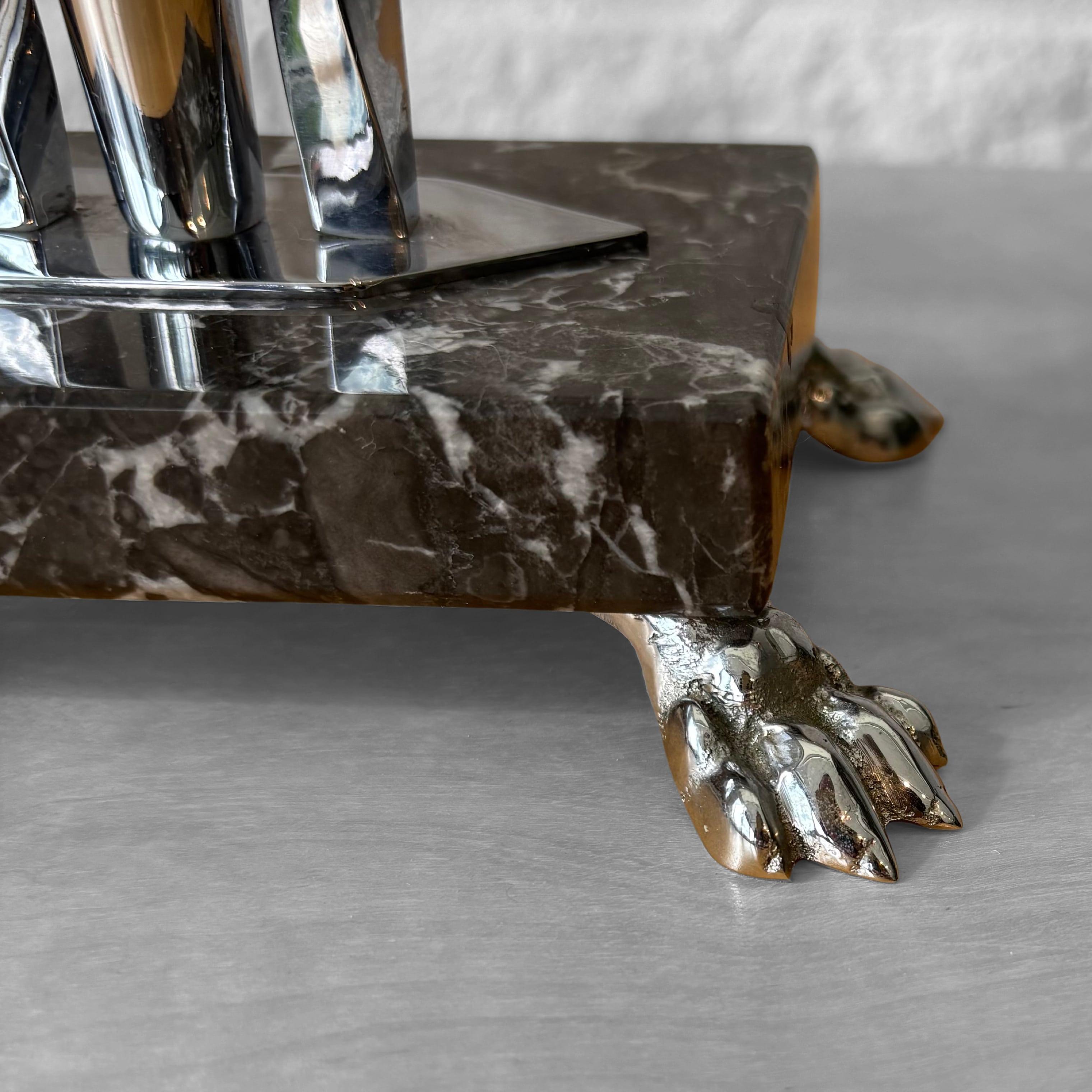 Coppia di candelabri in stile art déco, cromo e marmo, Svezia, anni '50 in vendita 2
